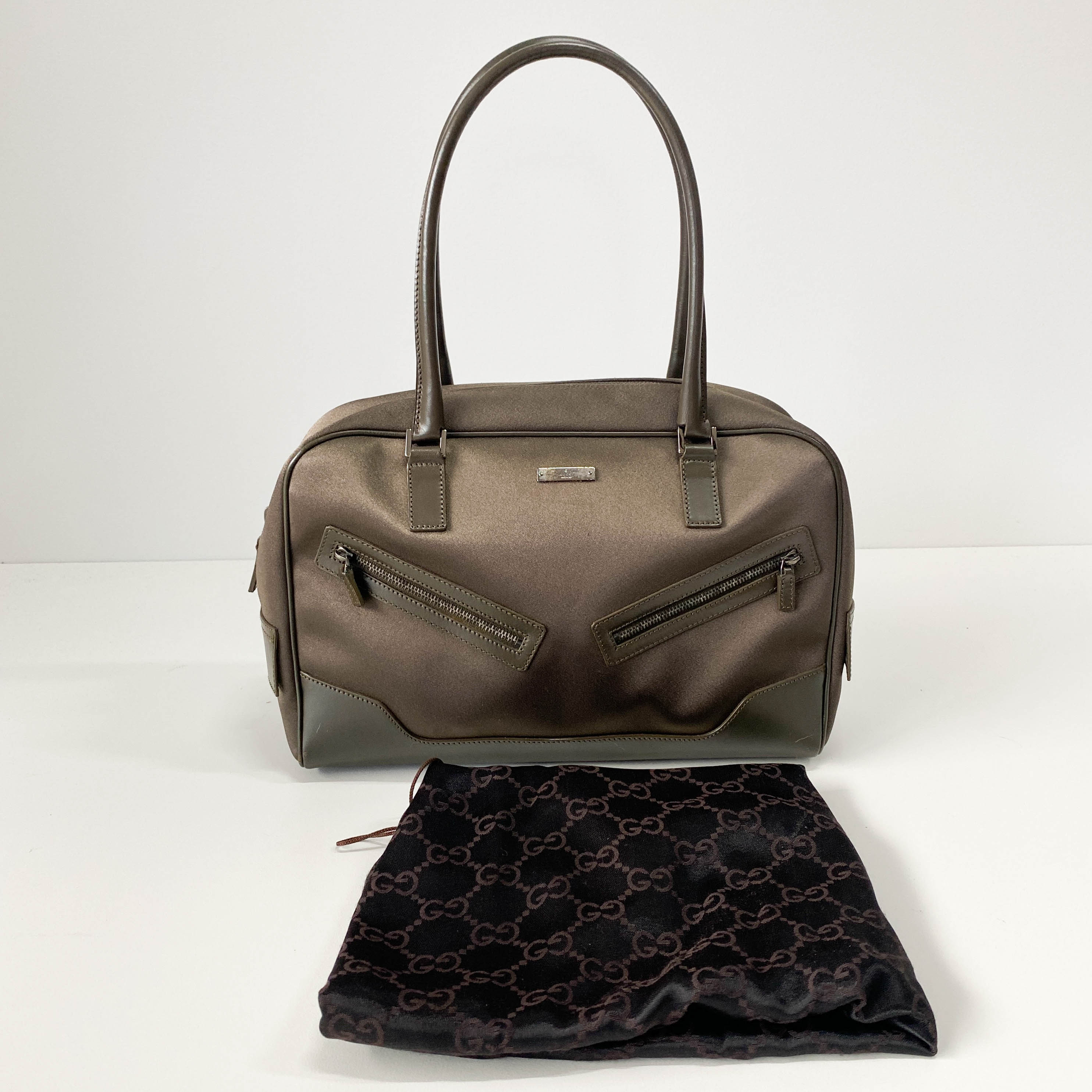 Olive Green Nylon Leather Shoulder Bag