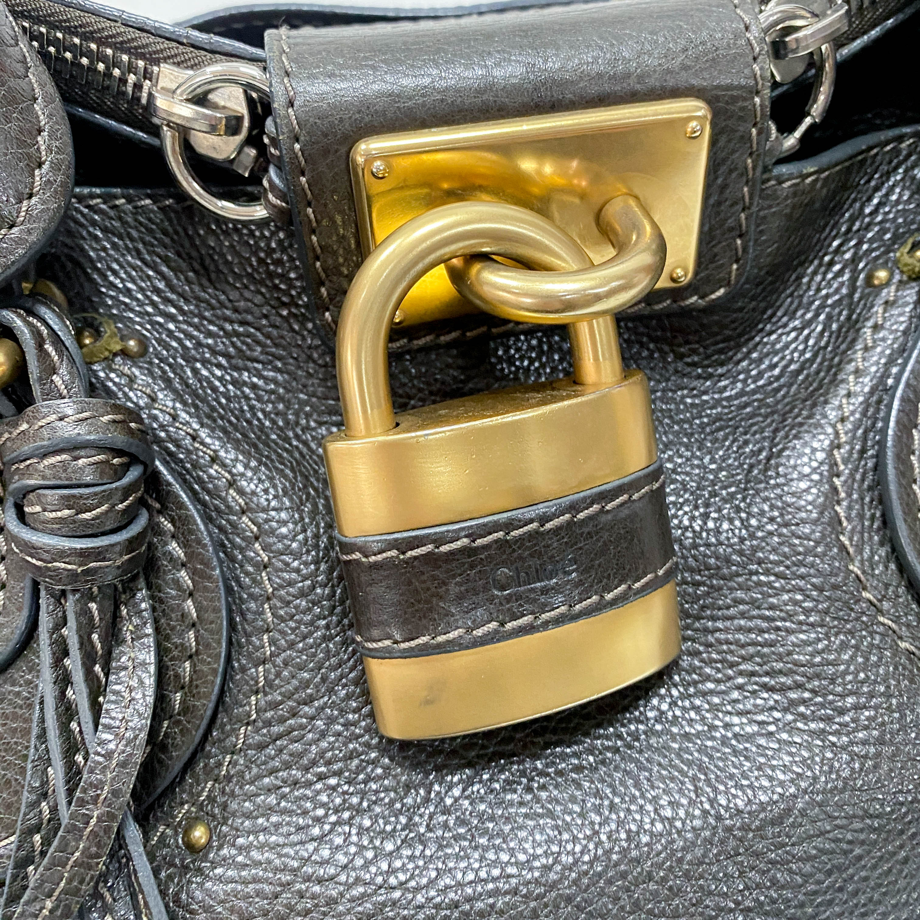 Paddington Brown Calfskin Leather Shoulder Bag