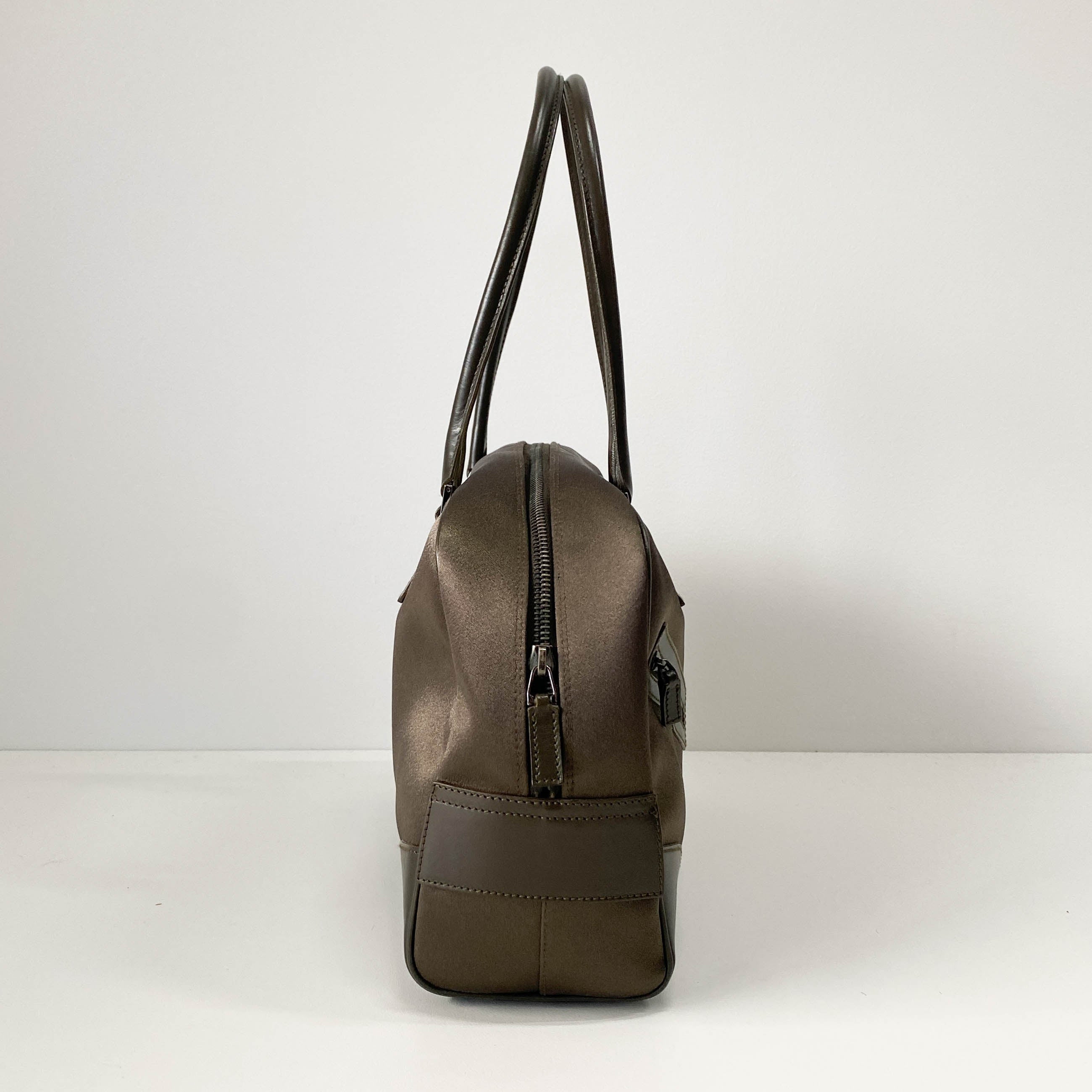 Olive Green Nylon Leather Shoulder Bag