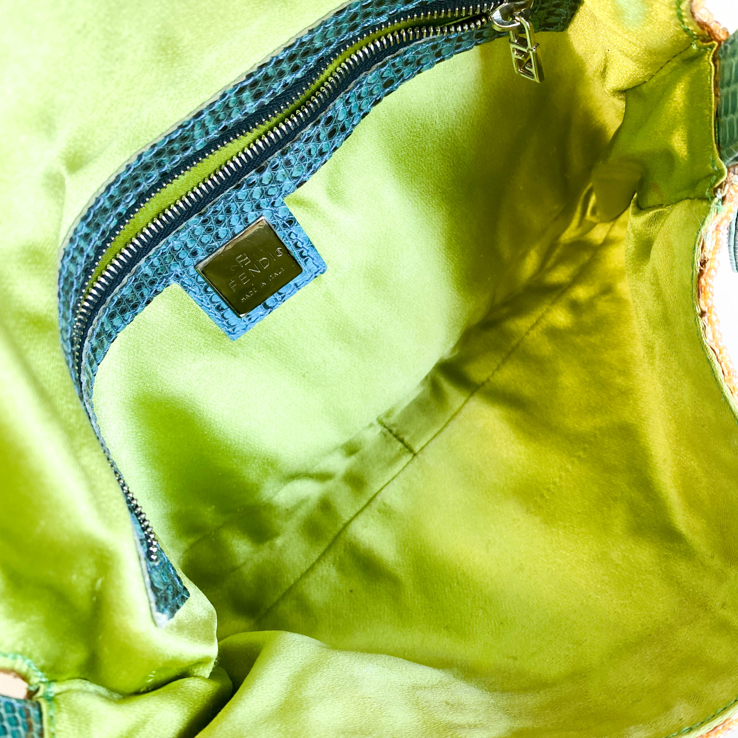 Baguette Rare Collector's Piece Fully Beaded / Embroidered Multicolour Shoulder Bag Lizard Buckle