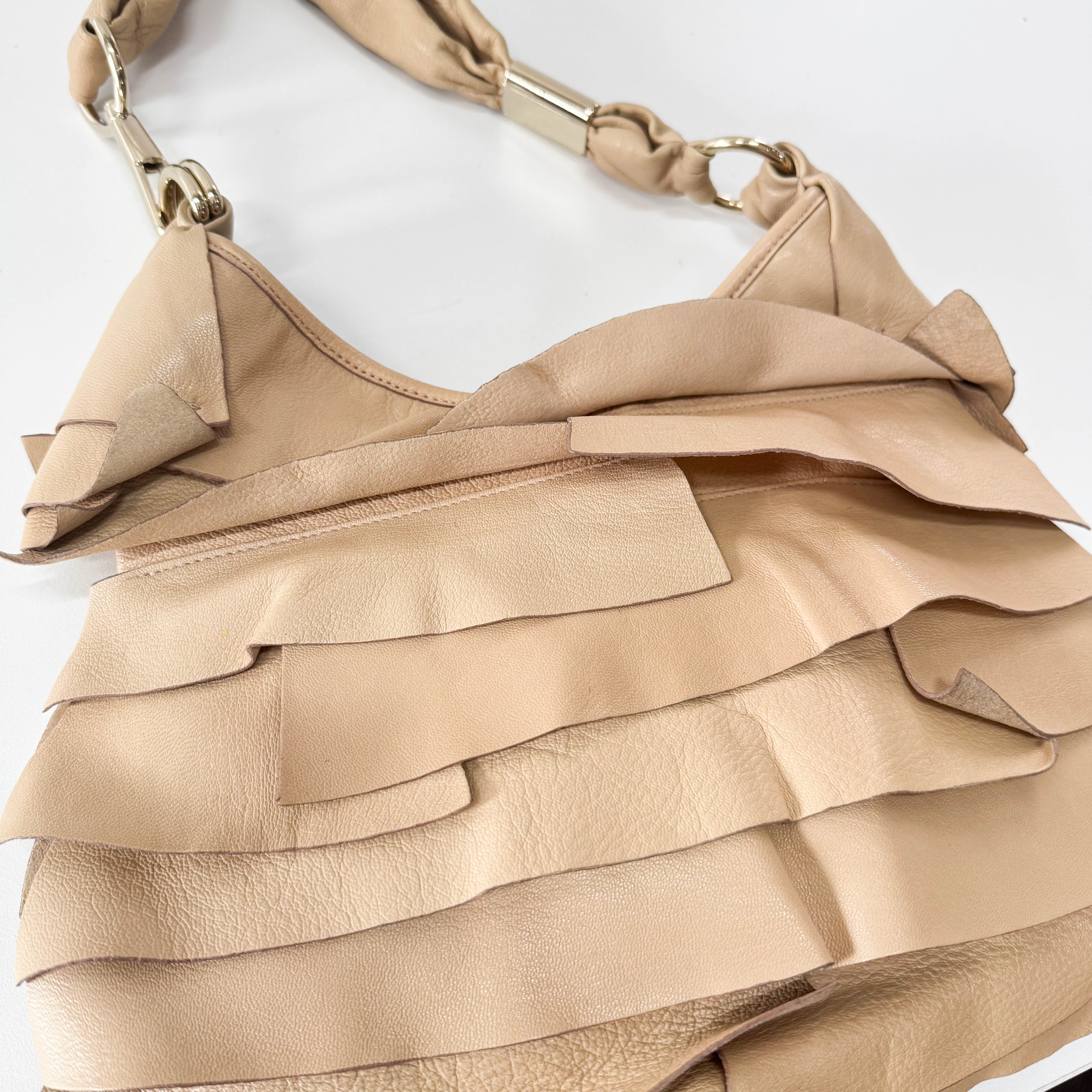 Rive Gauche Beige Leather Shoulder Bag