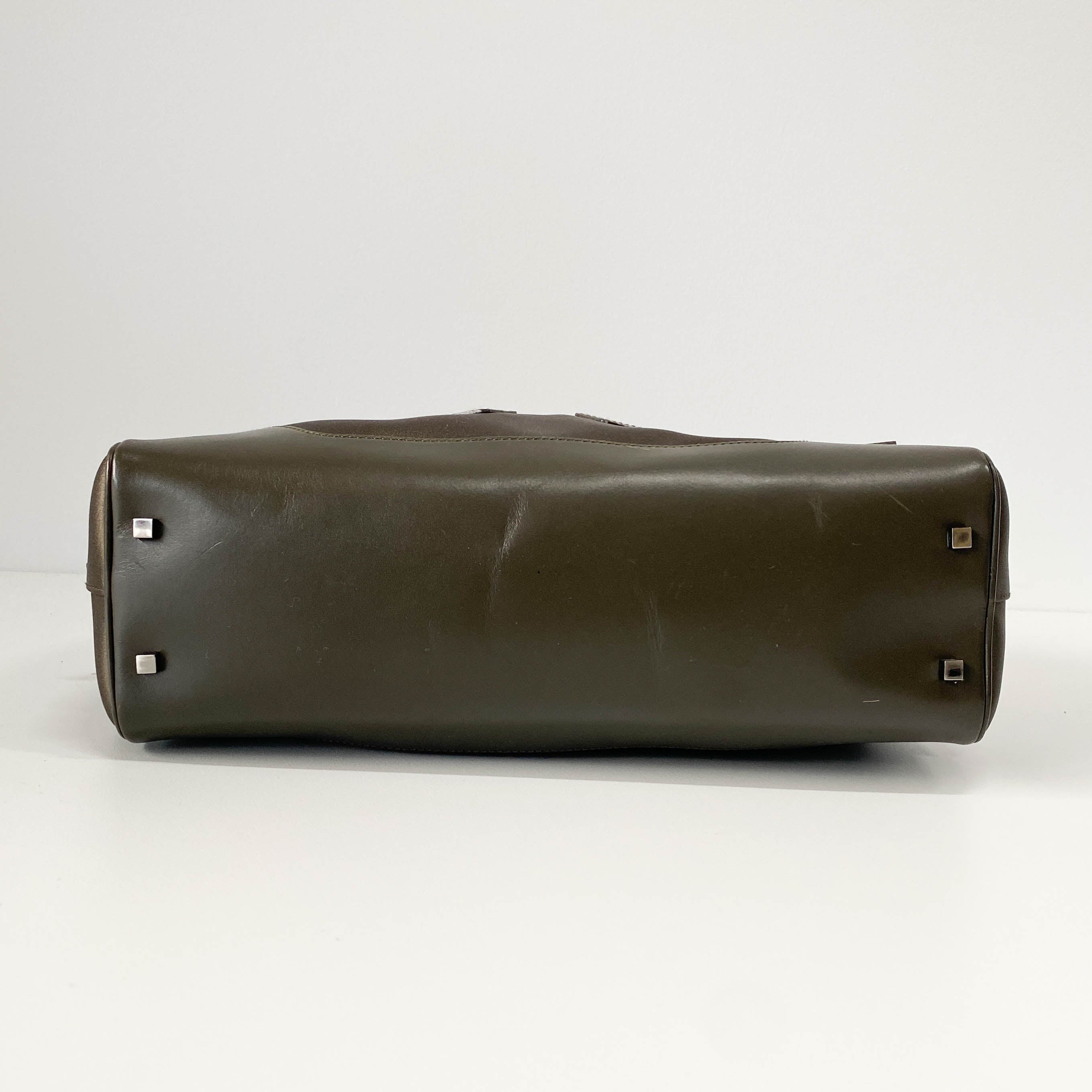 Olive Green Nylon Leather Shoulder Bag