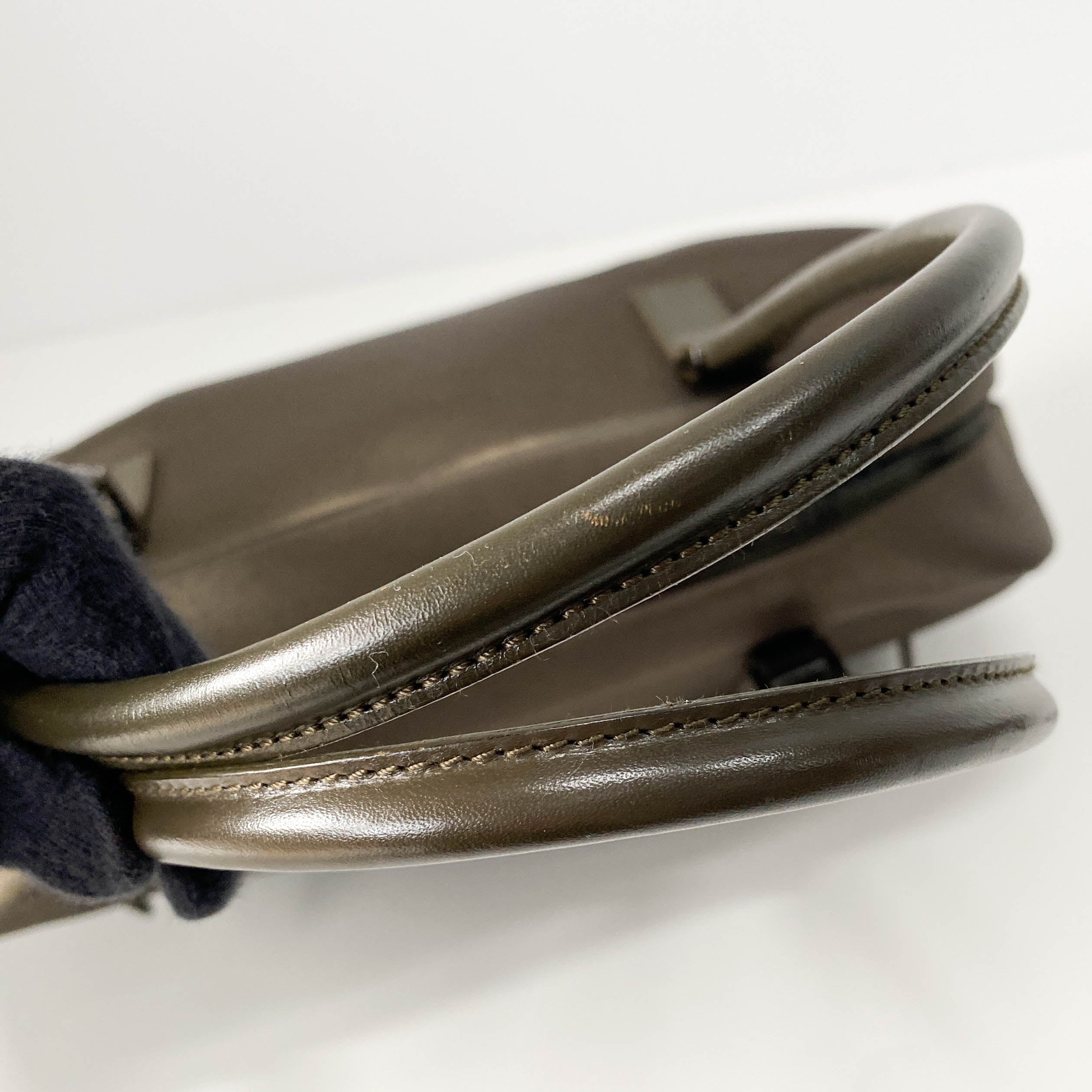 Olive Green Nylon Leather Shoulder Bag