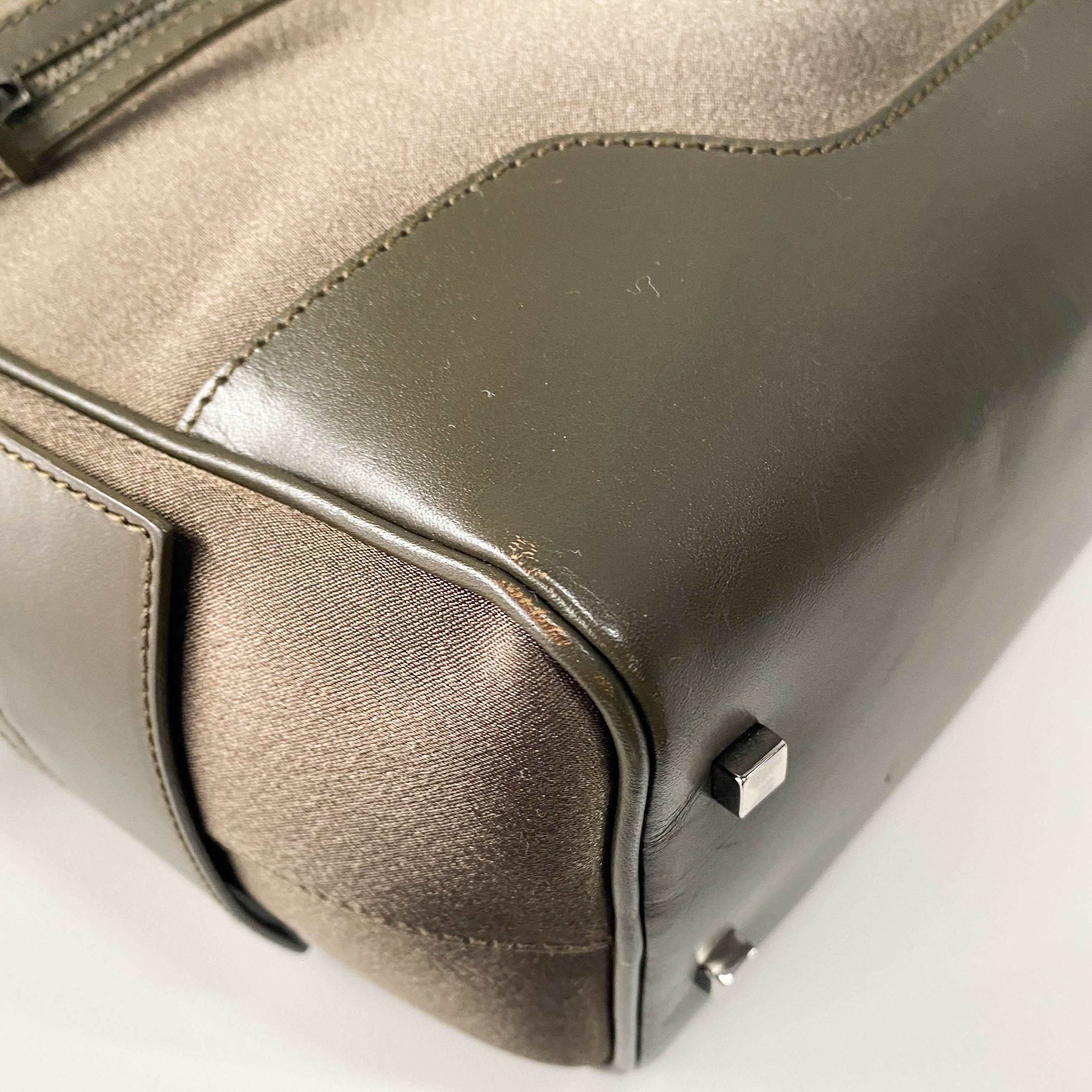 Olive Green Nylon Leather Shoulder Bag