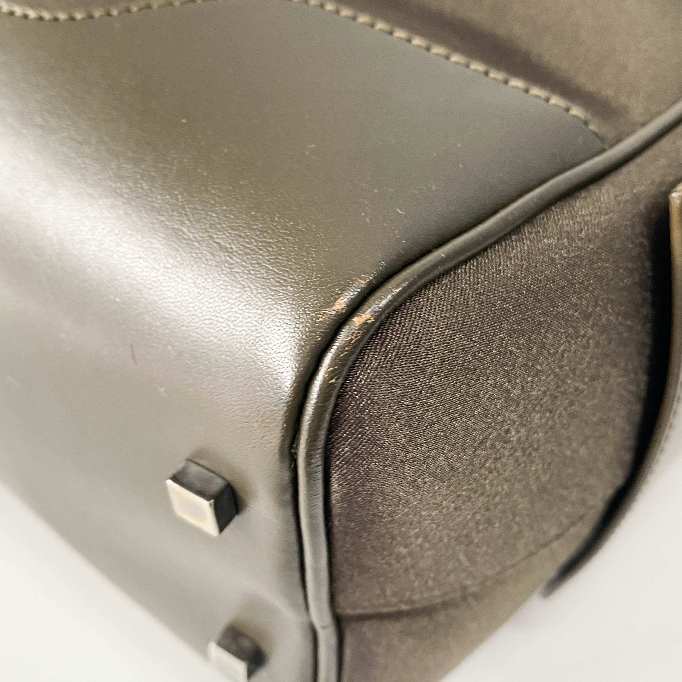 Olive Green Nylon Leather Shoulder Bag