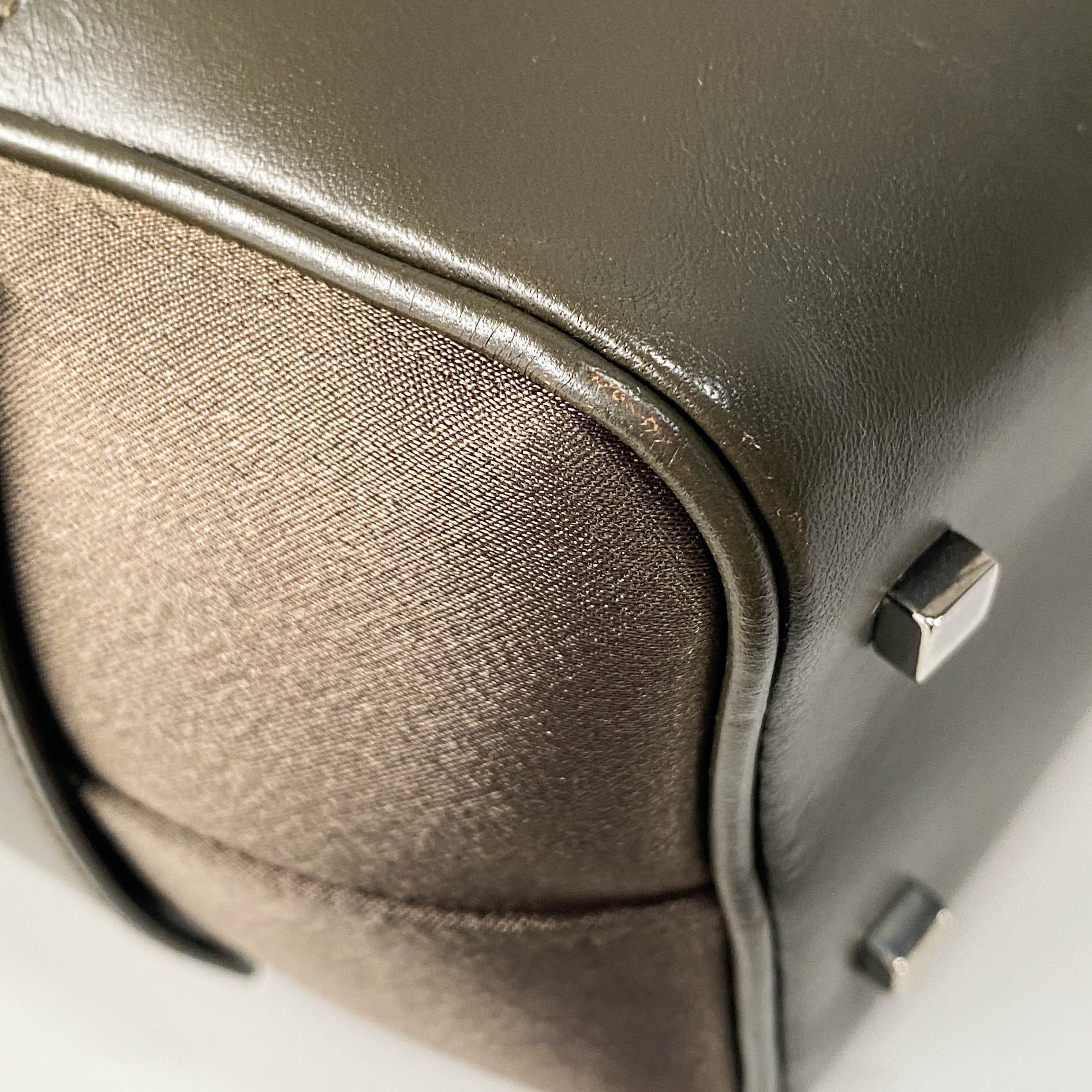 Olive Green Nylon Leather Shoulder Bag