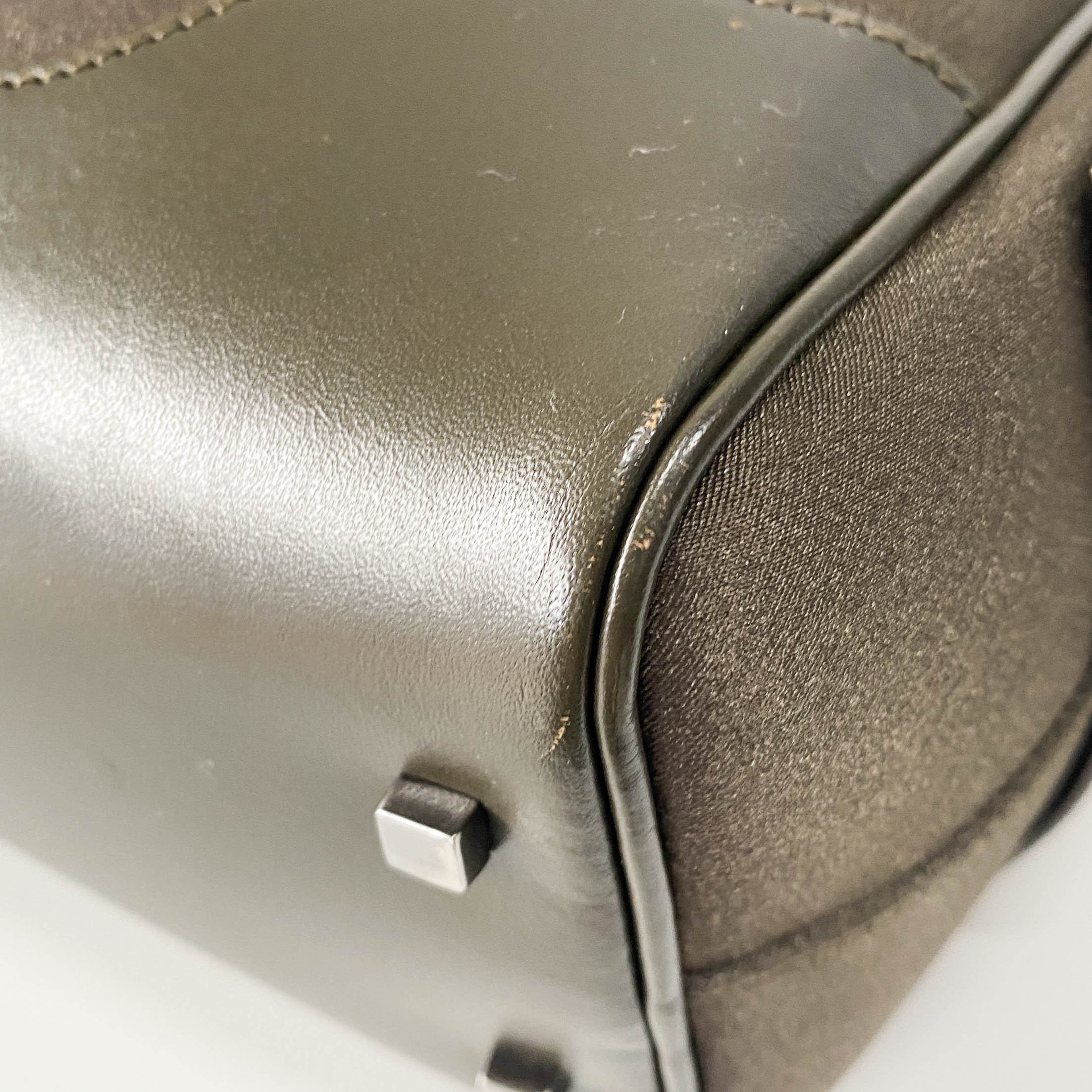 Olive Green Nylon Leather Shoulder Bag