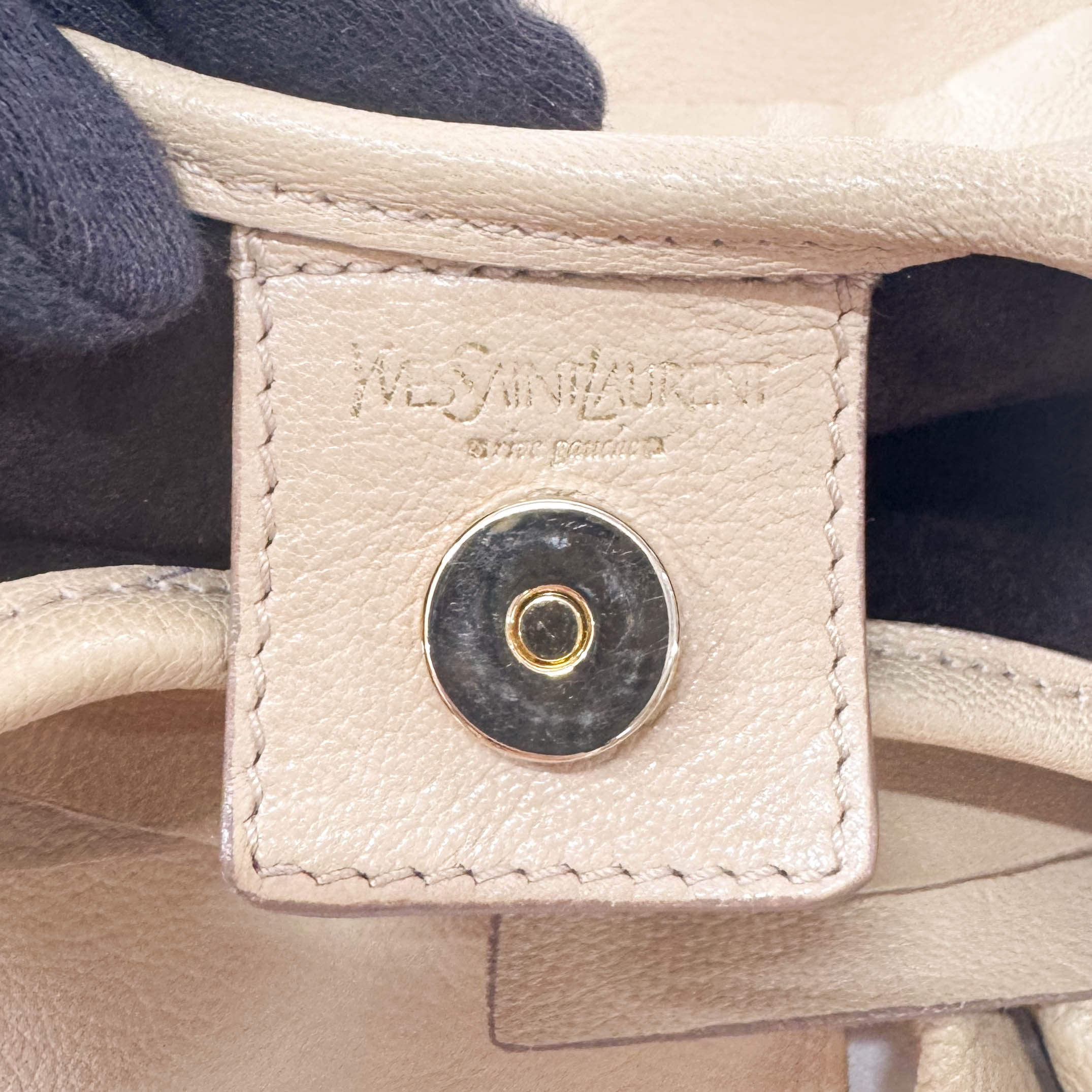 Rive Gauche Beige Leather Shoulder Bag