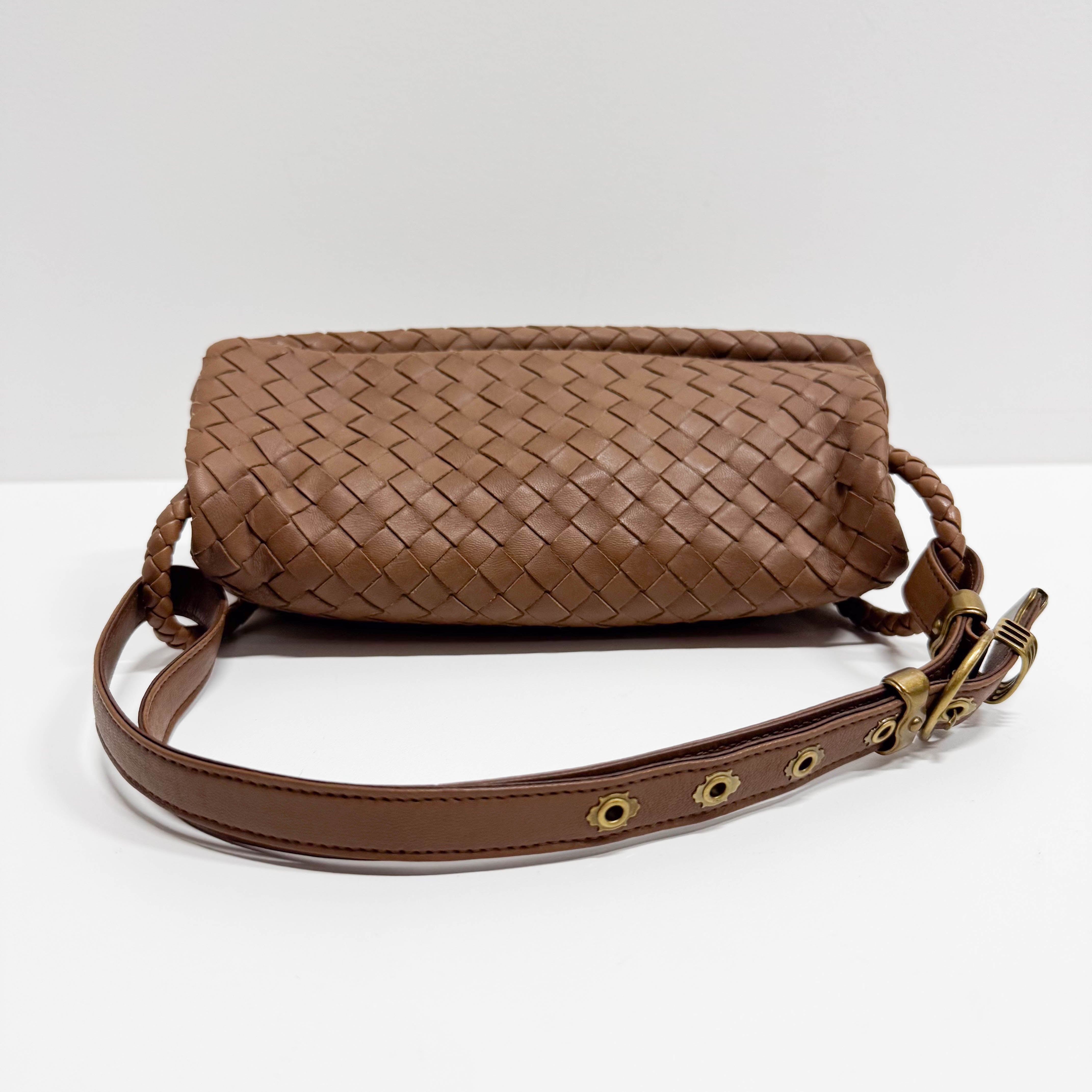 Intrecciato Brown Leather Shoulder Bag