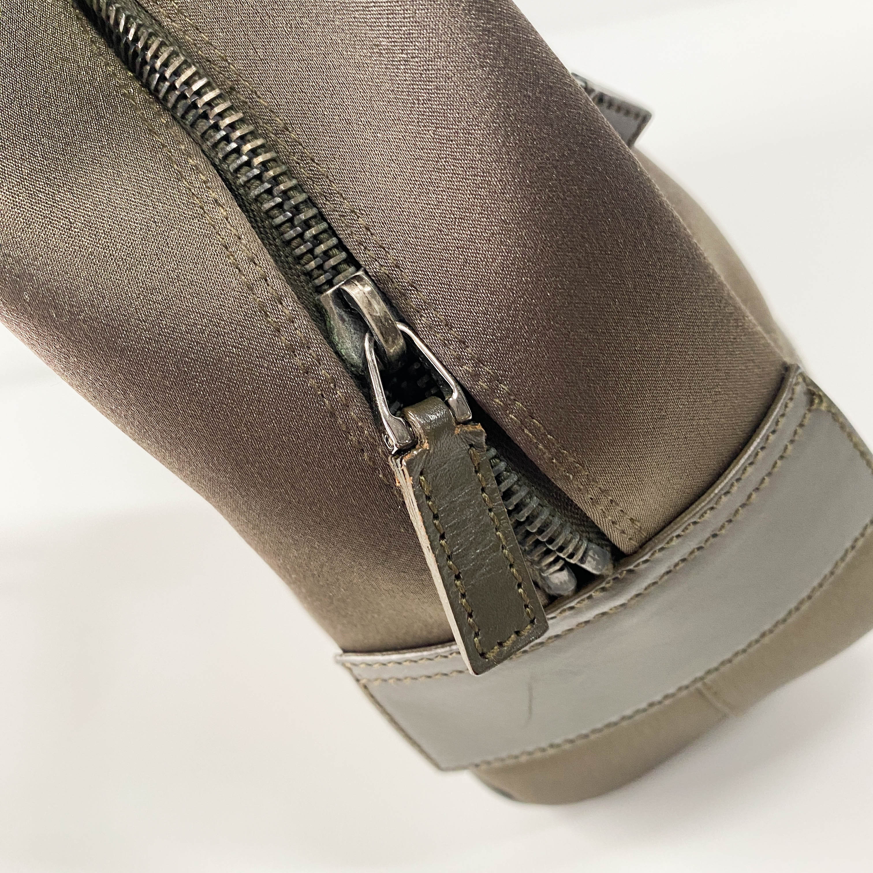 Olive Green Nylon Leather Shoulder Bag