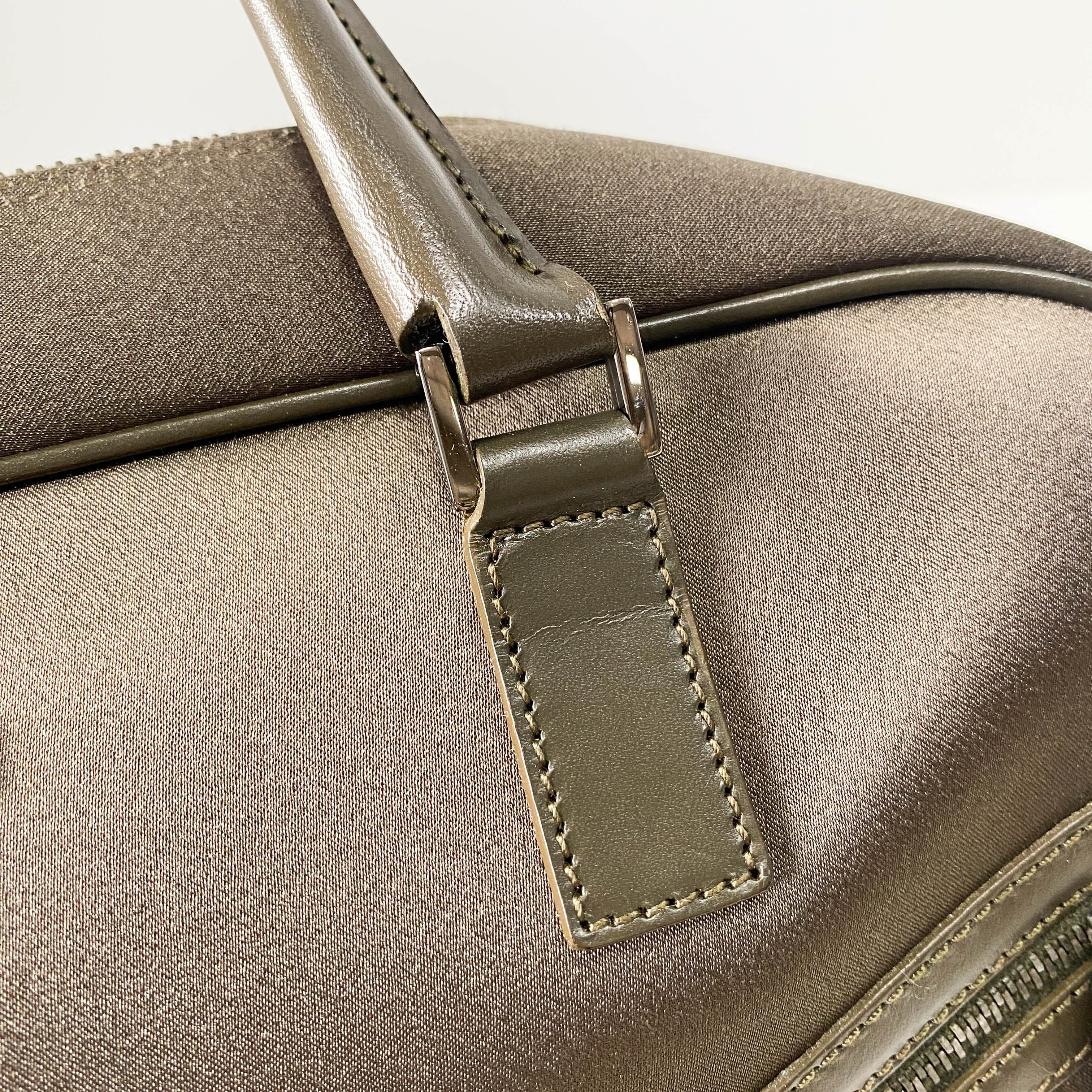 Olive Green Nylon Leather Shoulder Bag