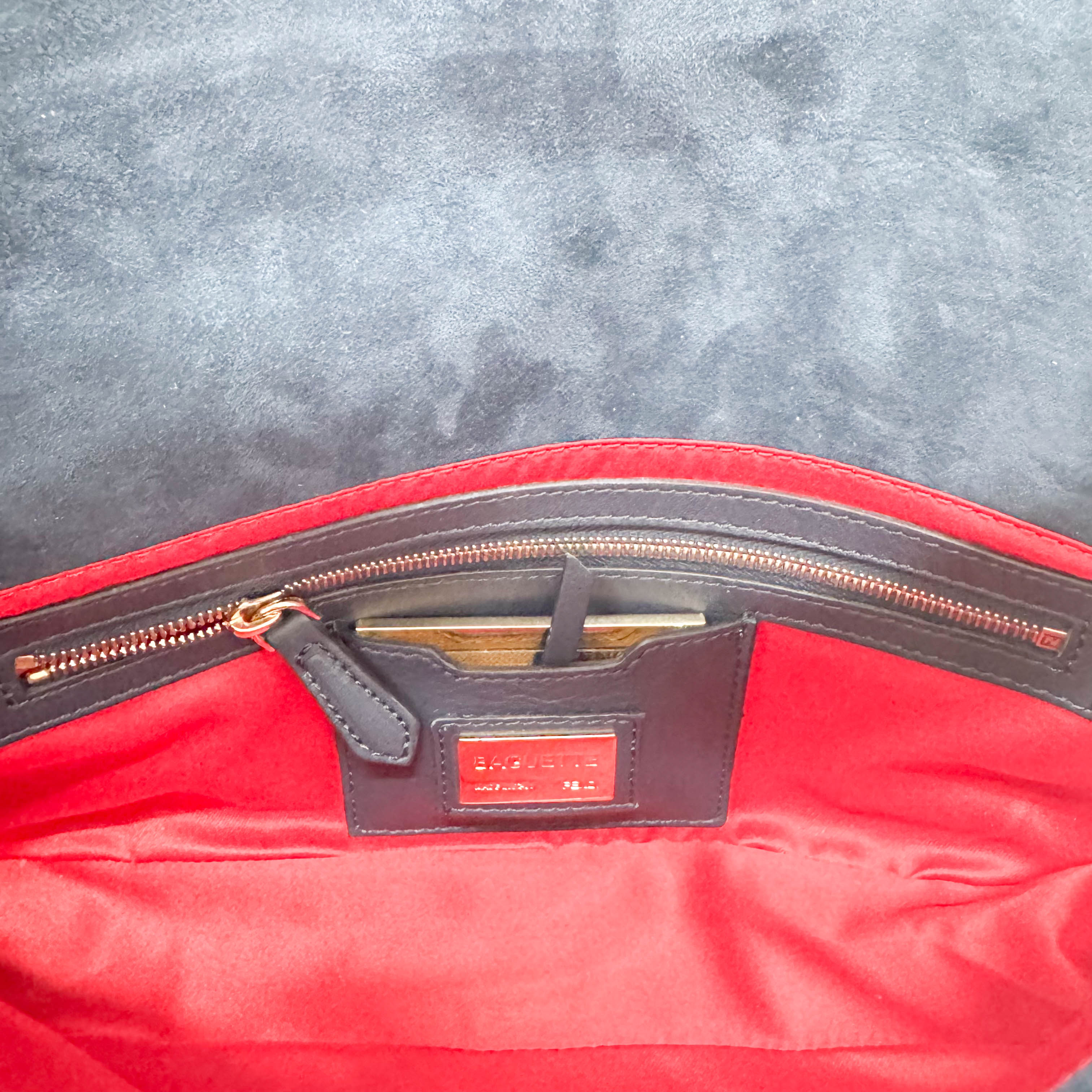 Baguette Blue Embroidered Denim Bag