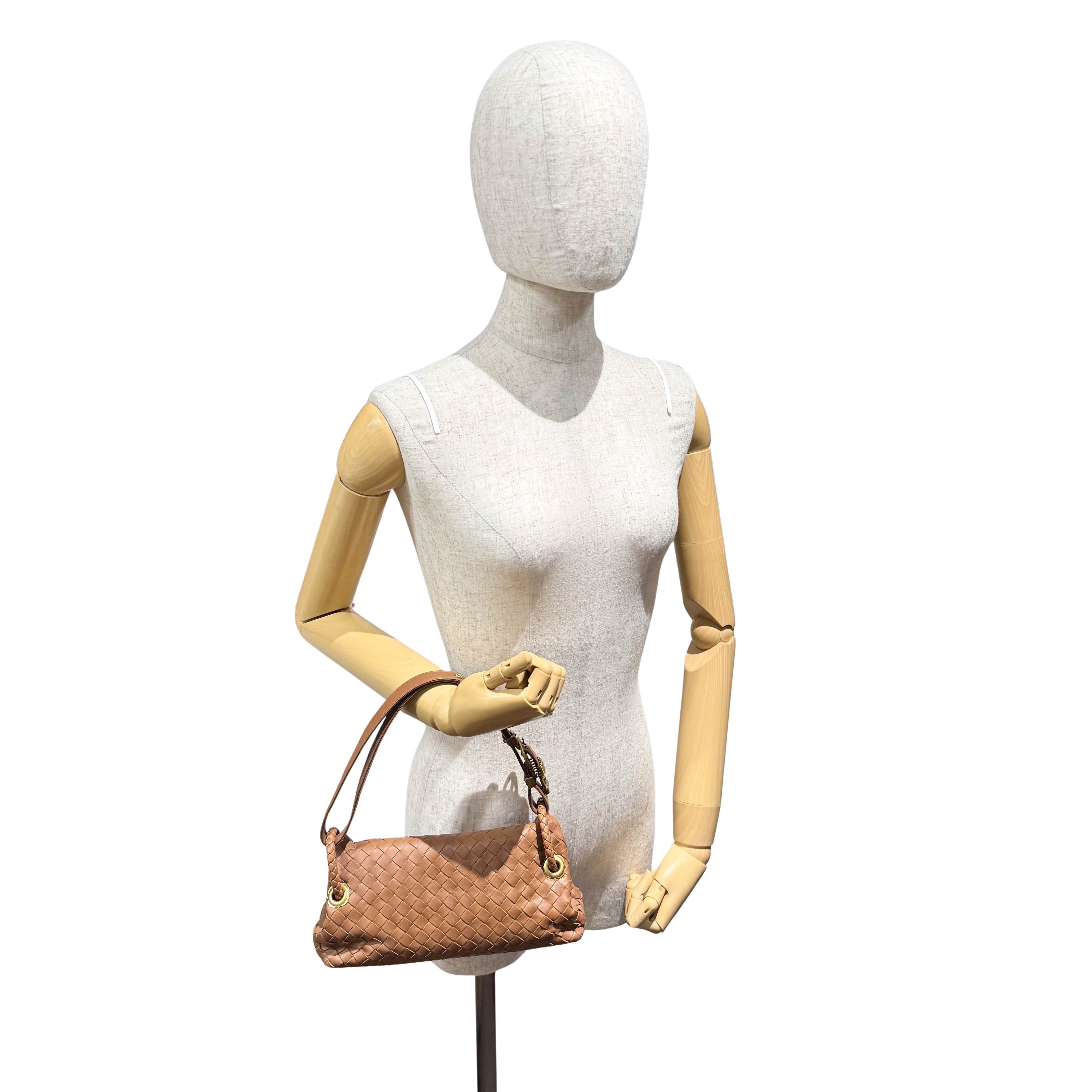 Intrecciato Brown Leather Shoulder Bag