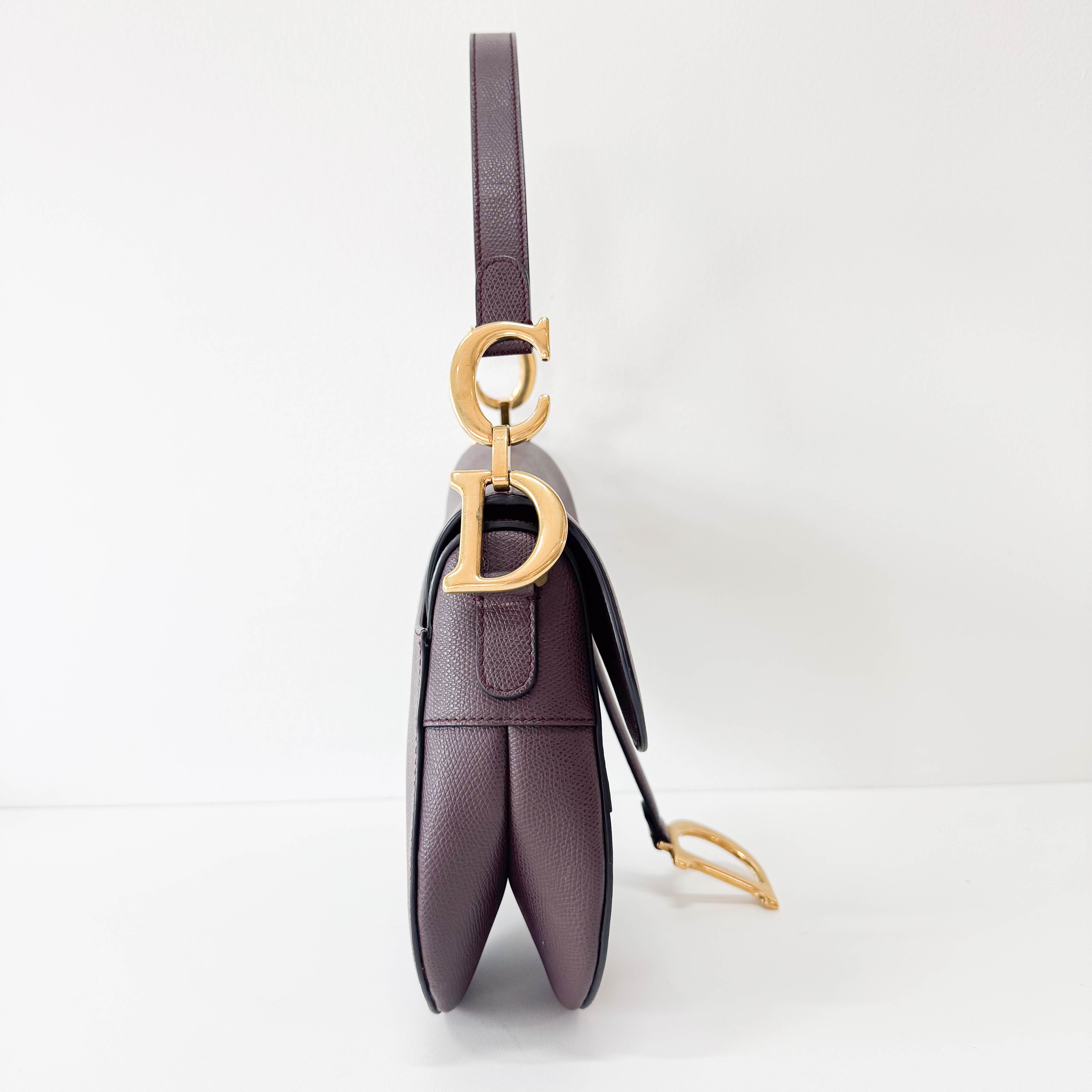 Saddle Bordeaux Leather Shoulder Bag