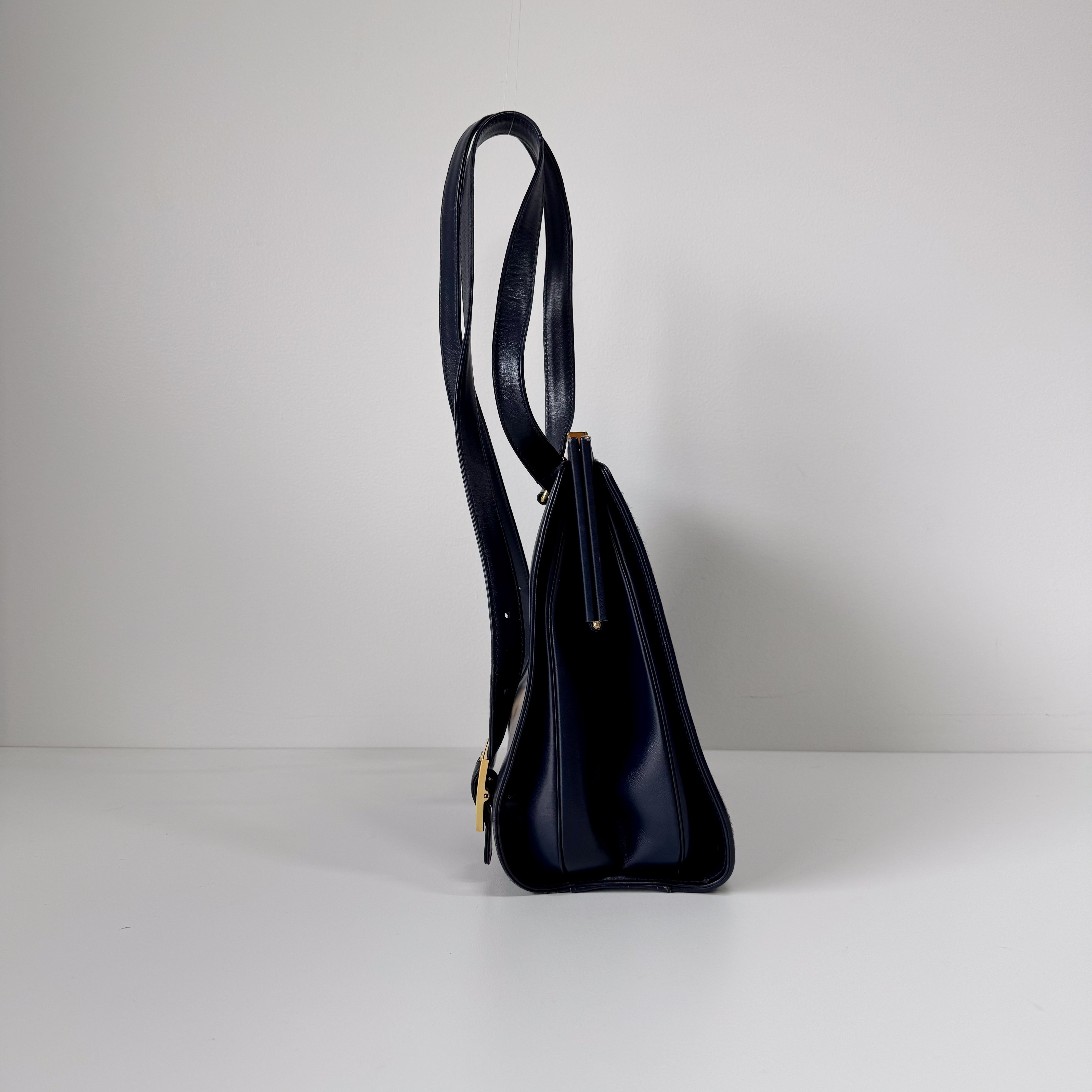 Vintage Navy Pony Hair Backback