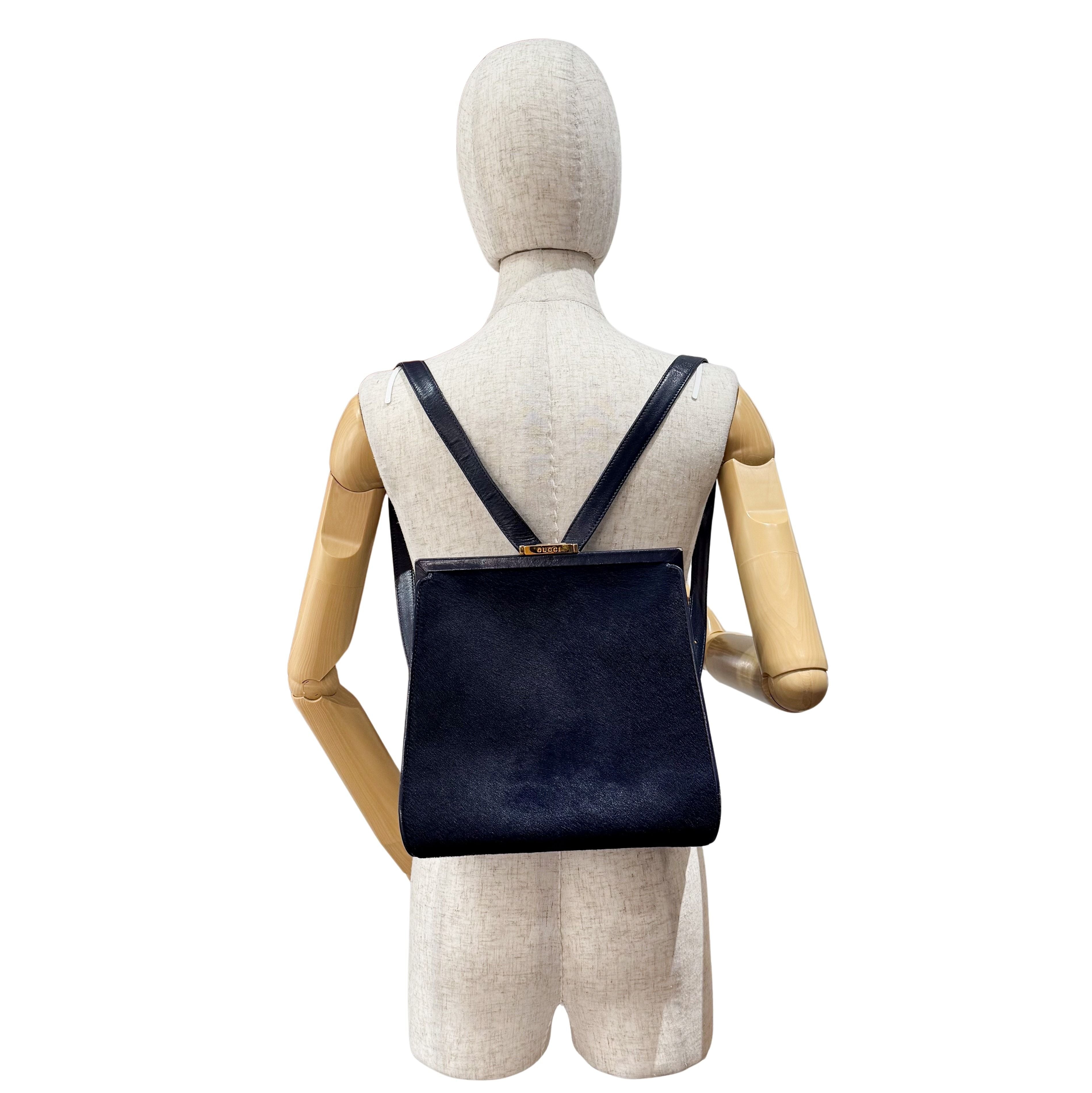 Vintage Navy Pony Hair Backback