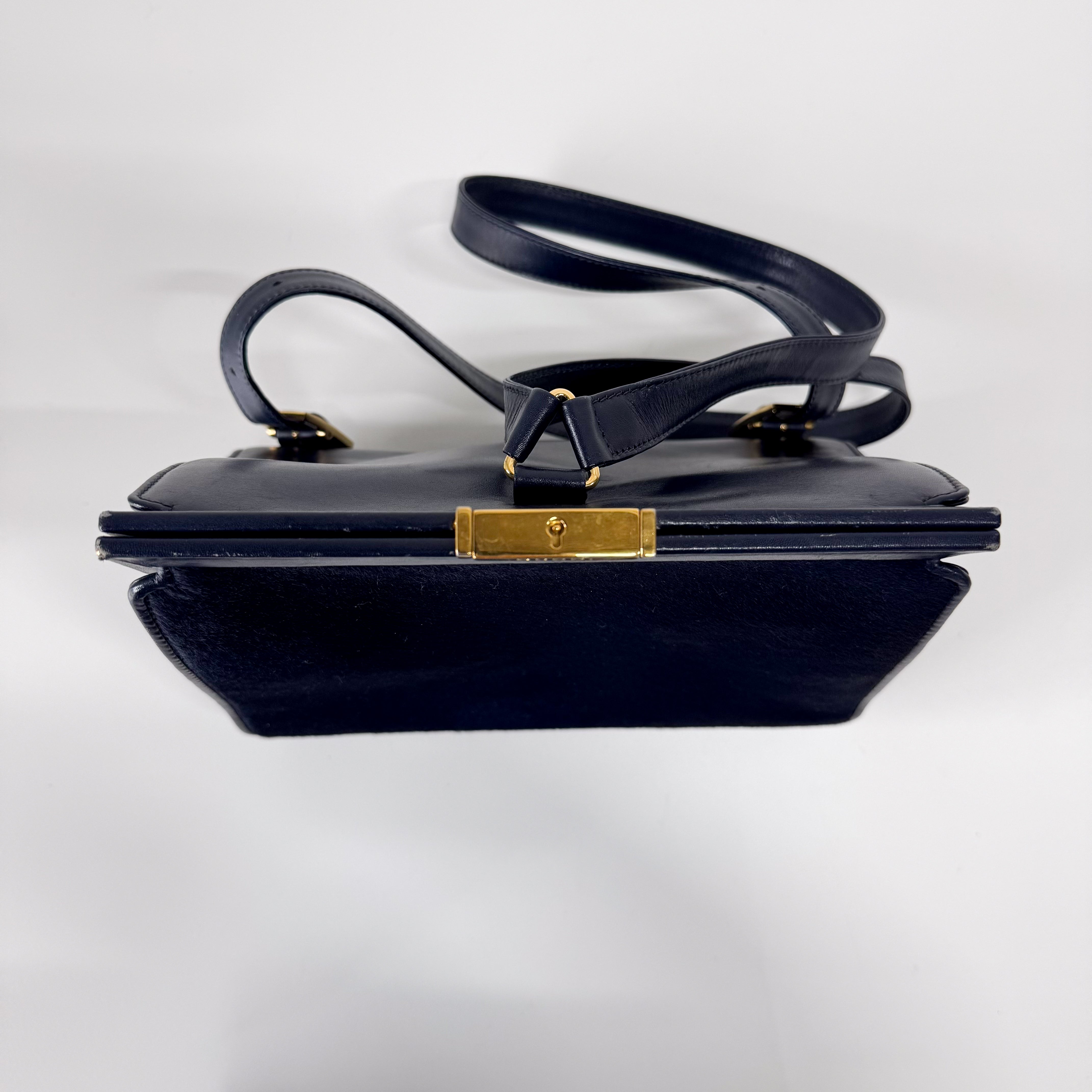 Vintage Navy Pony Hair Backback