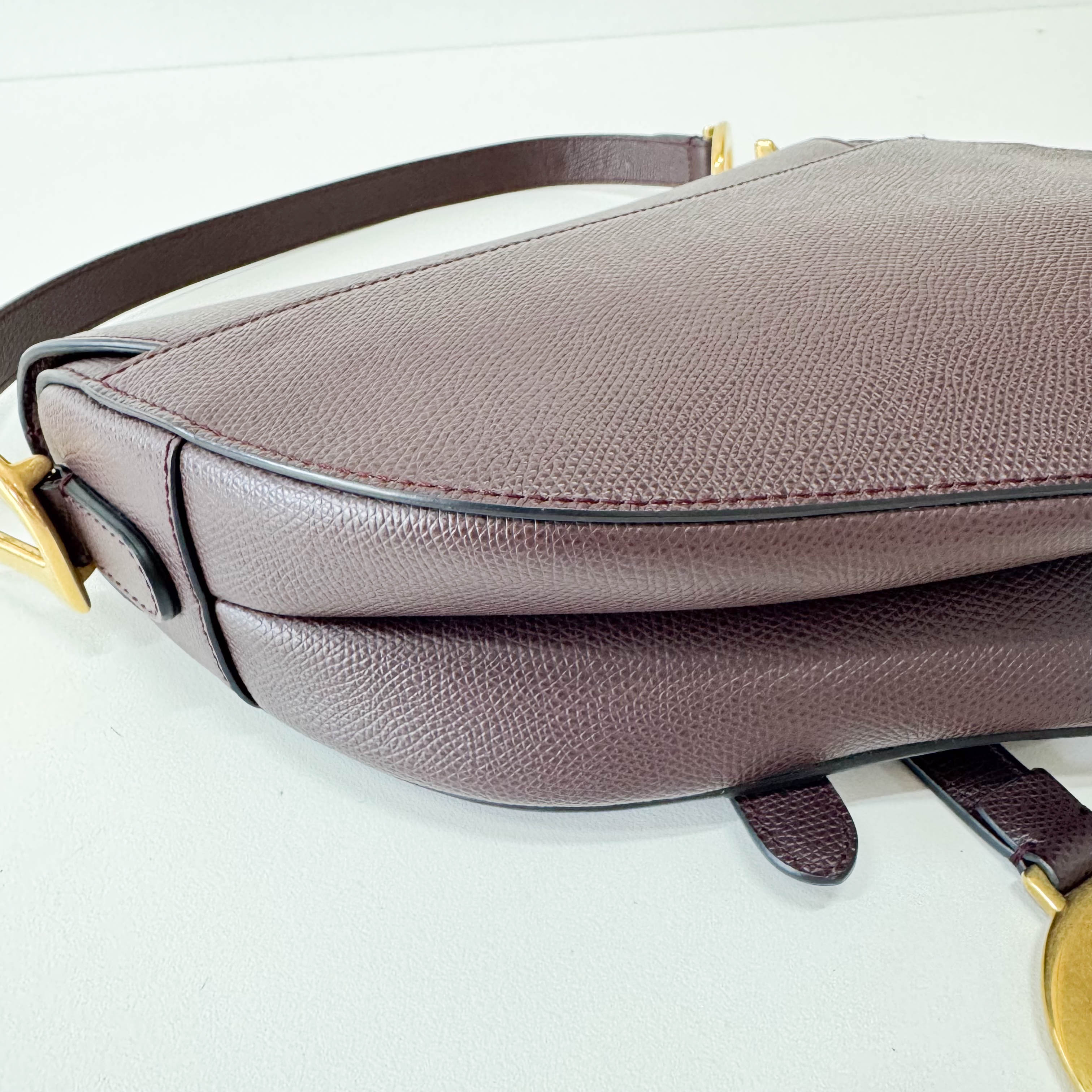 Saddle Bordeaux Leather Shoulder Bag