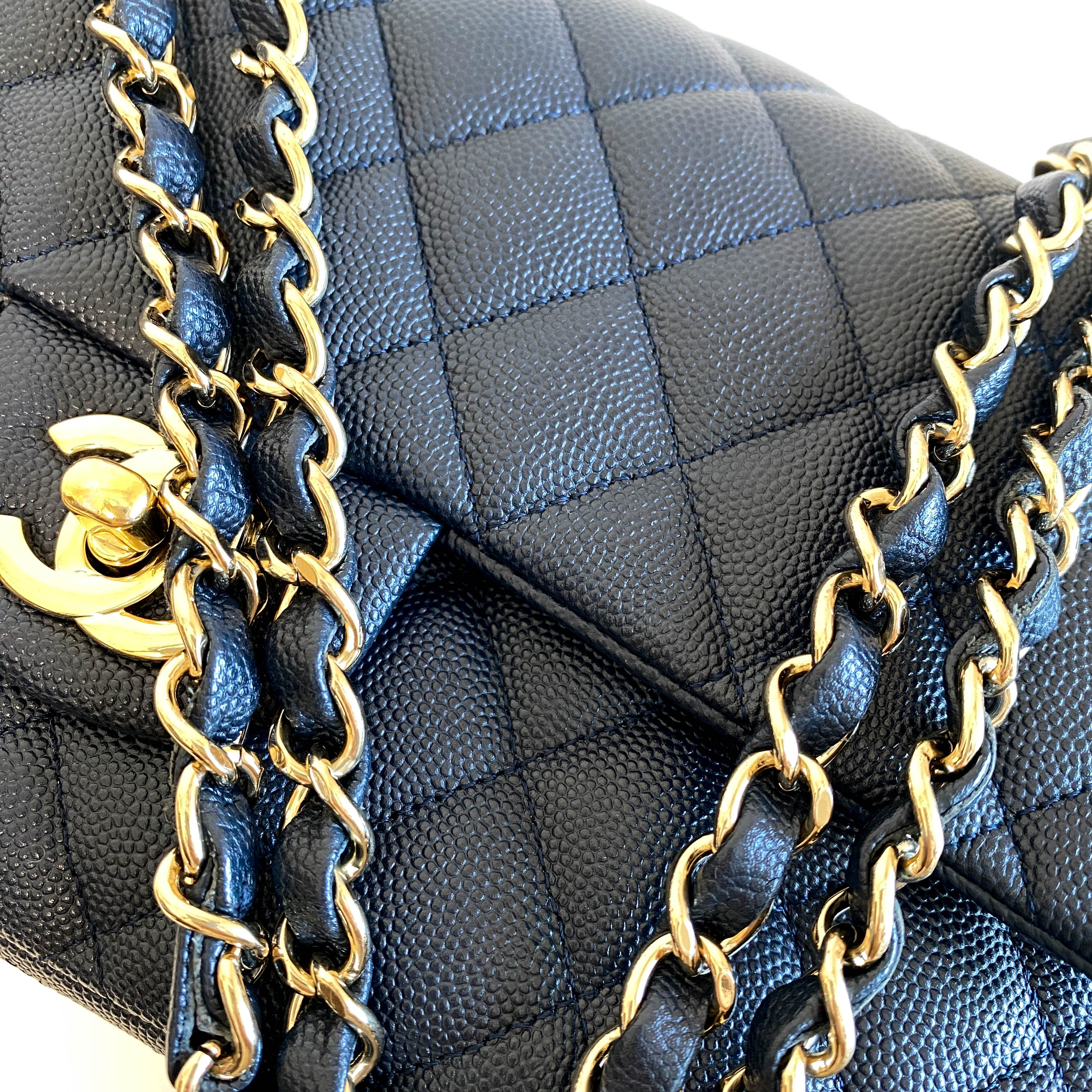 Navy Timeless Classic Double Flap Quilted Shoulder Bag