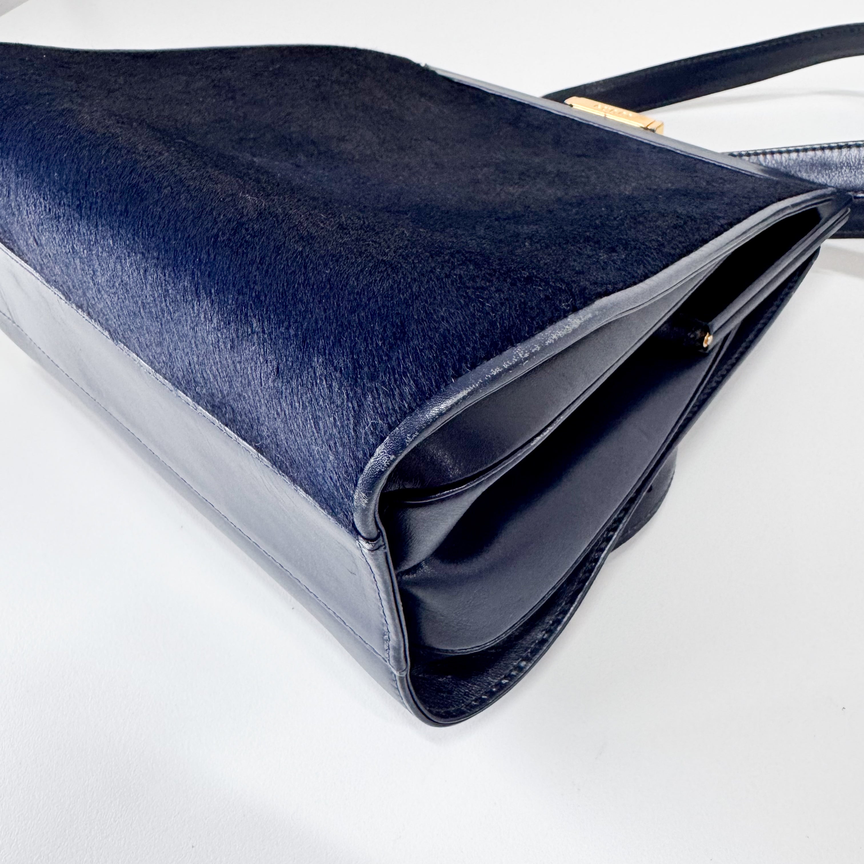 Vintage Navy Pony Hair Backback