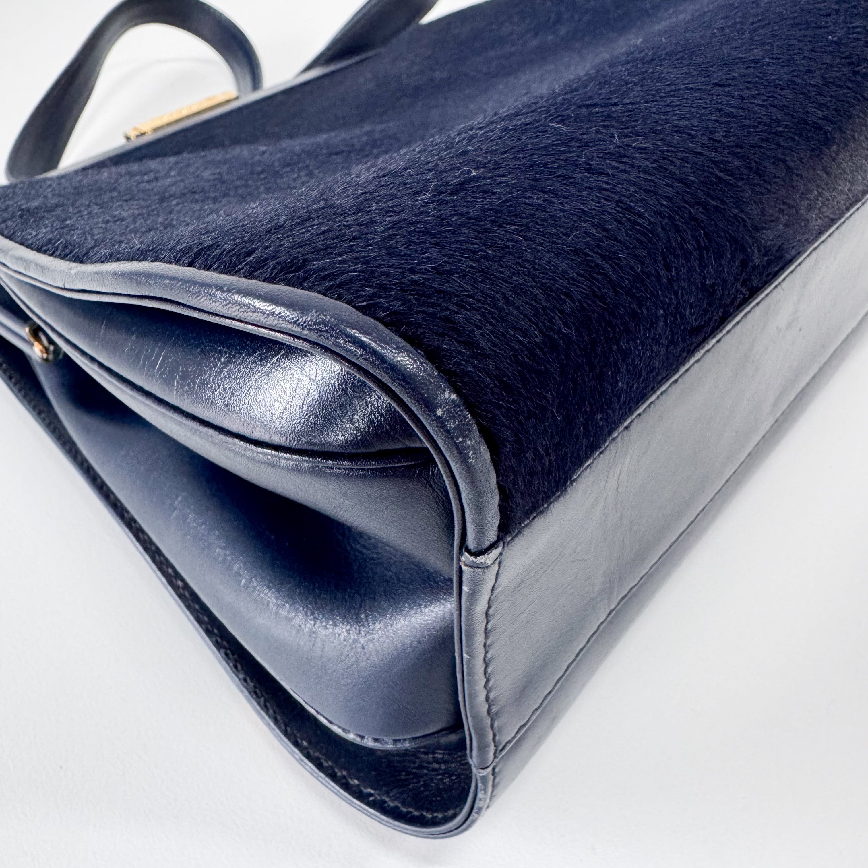 Vintage Navy Pony Hair Backback