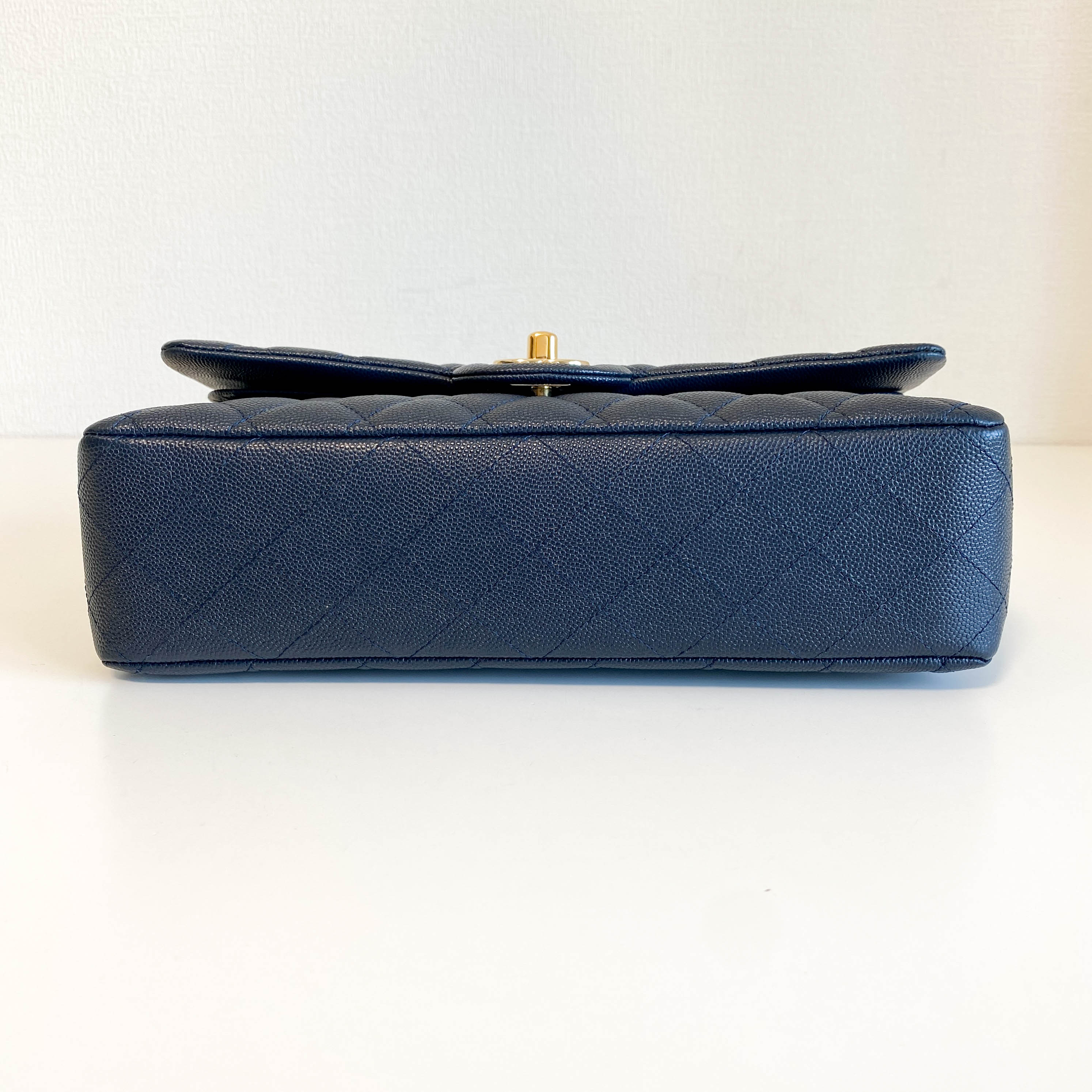 Navy Timeless Classic Double Flap Quilted Shoulder Bag
