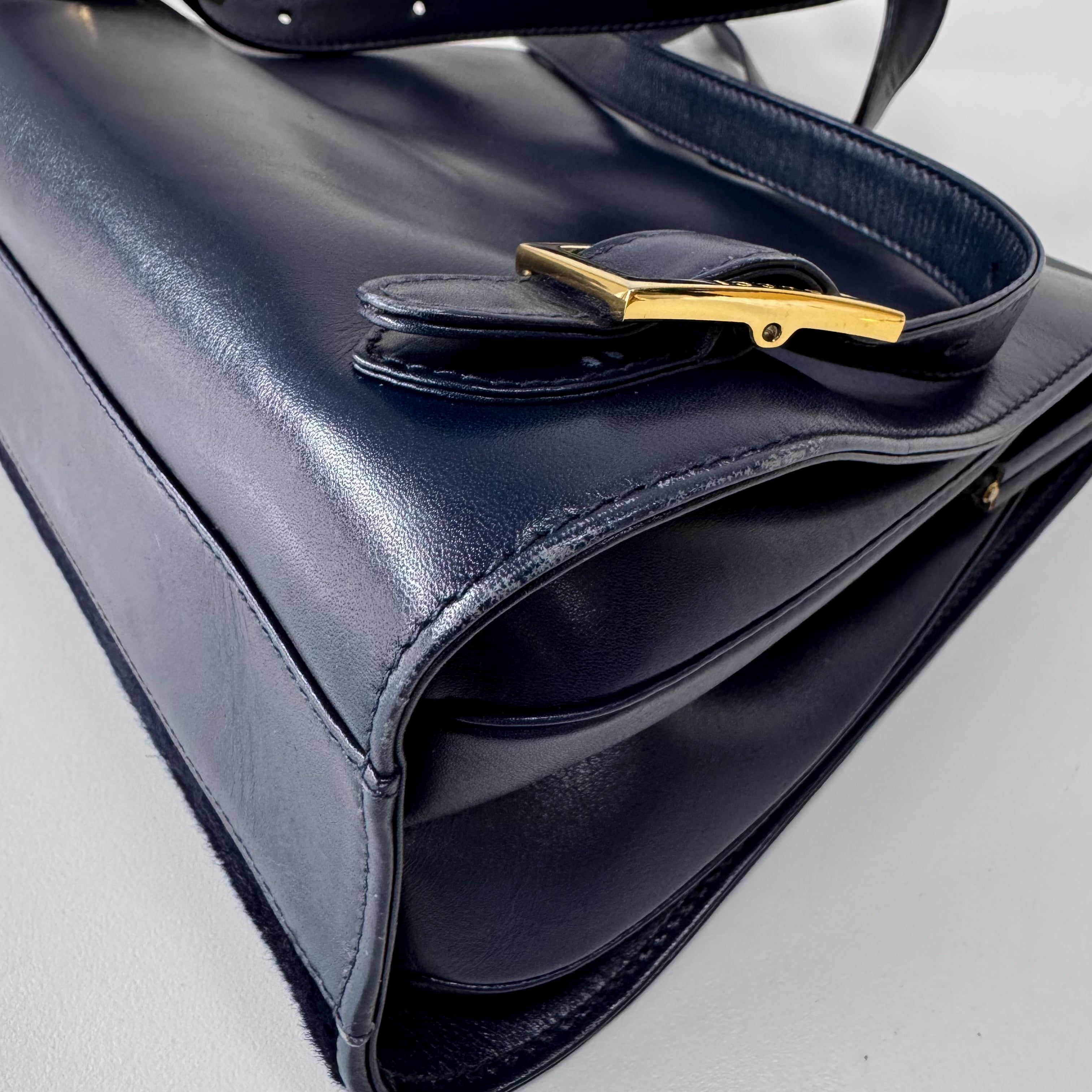 Vintage Navy Pony Hair Backback