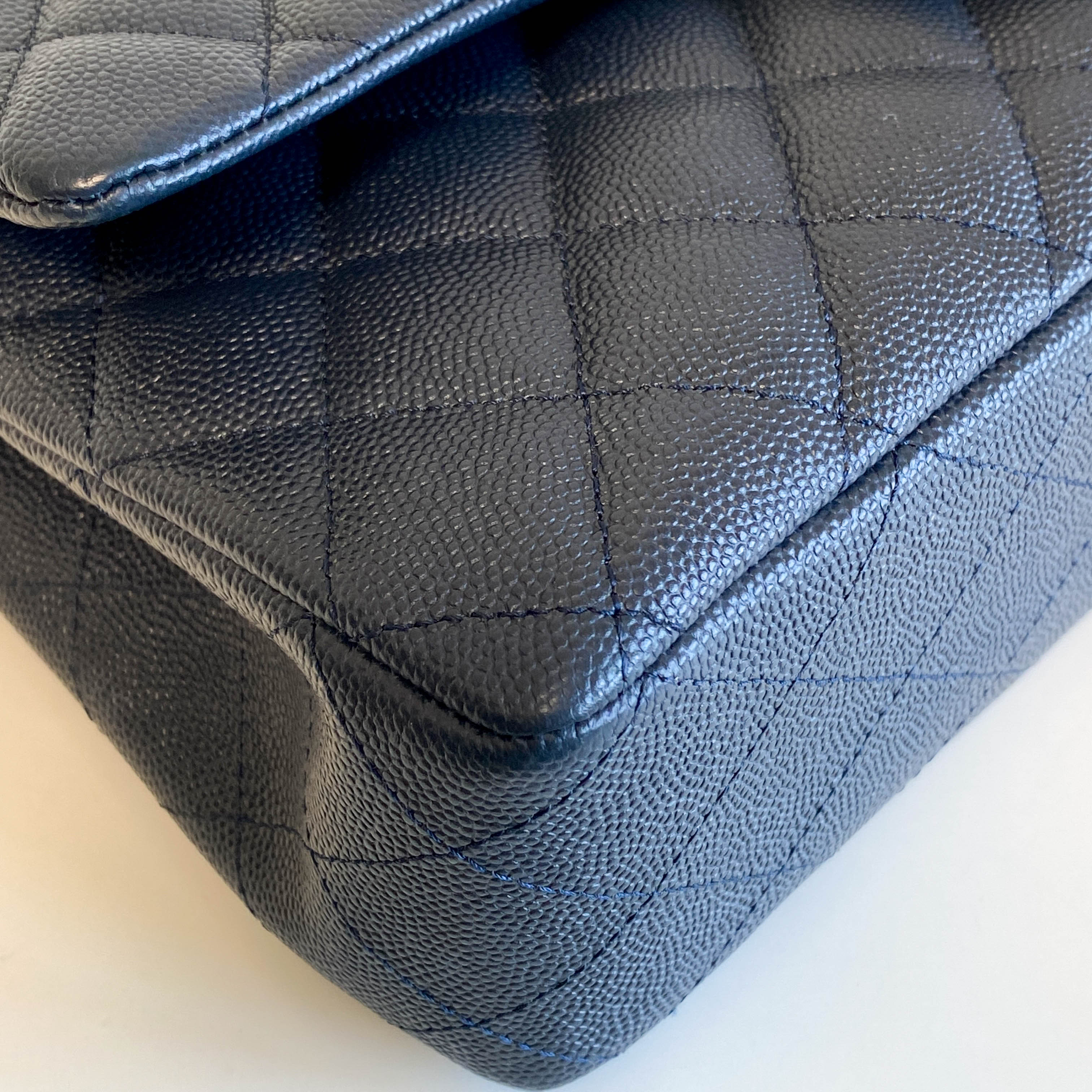 Navy Timeless Classic Double Flap Quilted Shoulder Bag