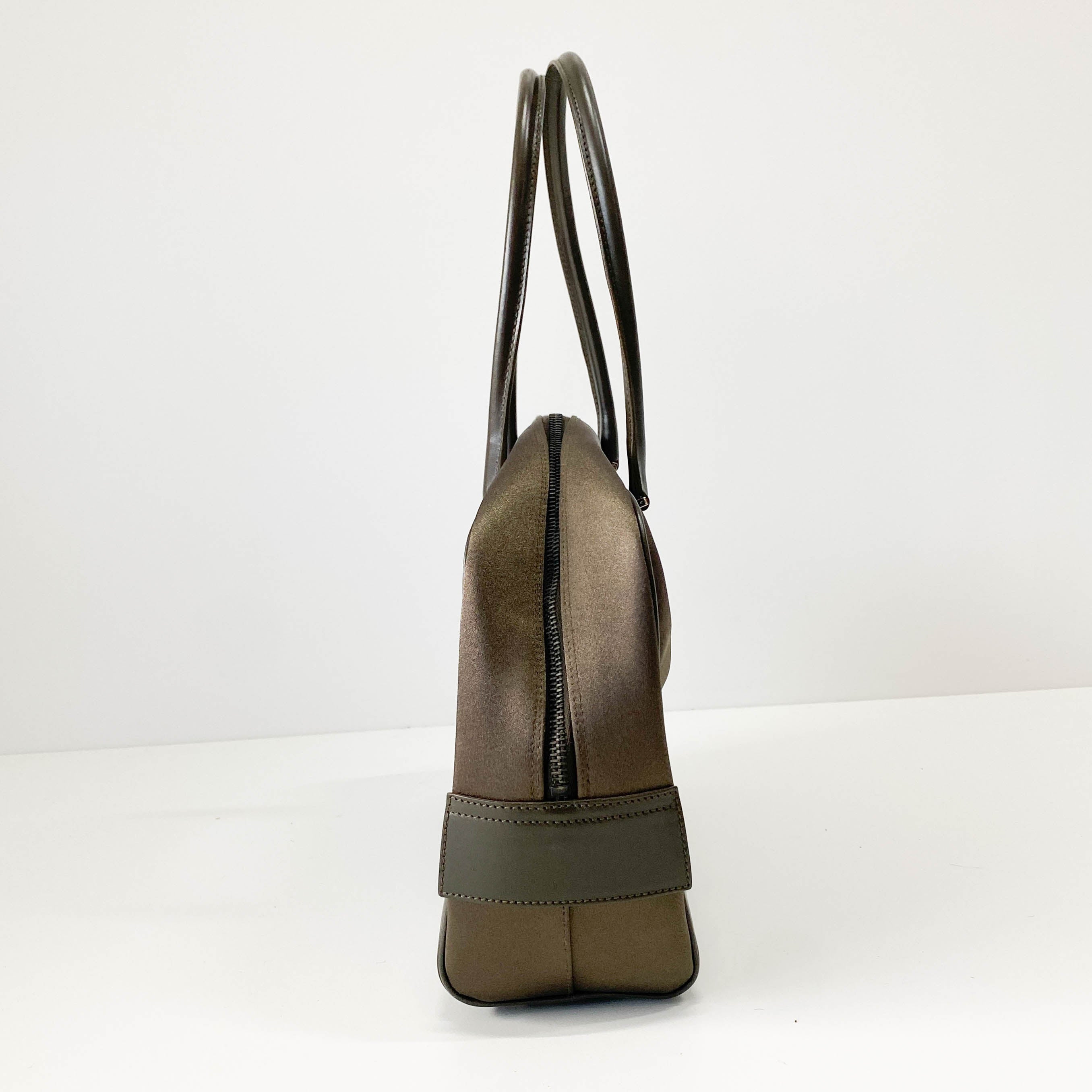 Olive Green Nylon Leather Shoulder Bag