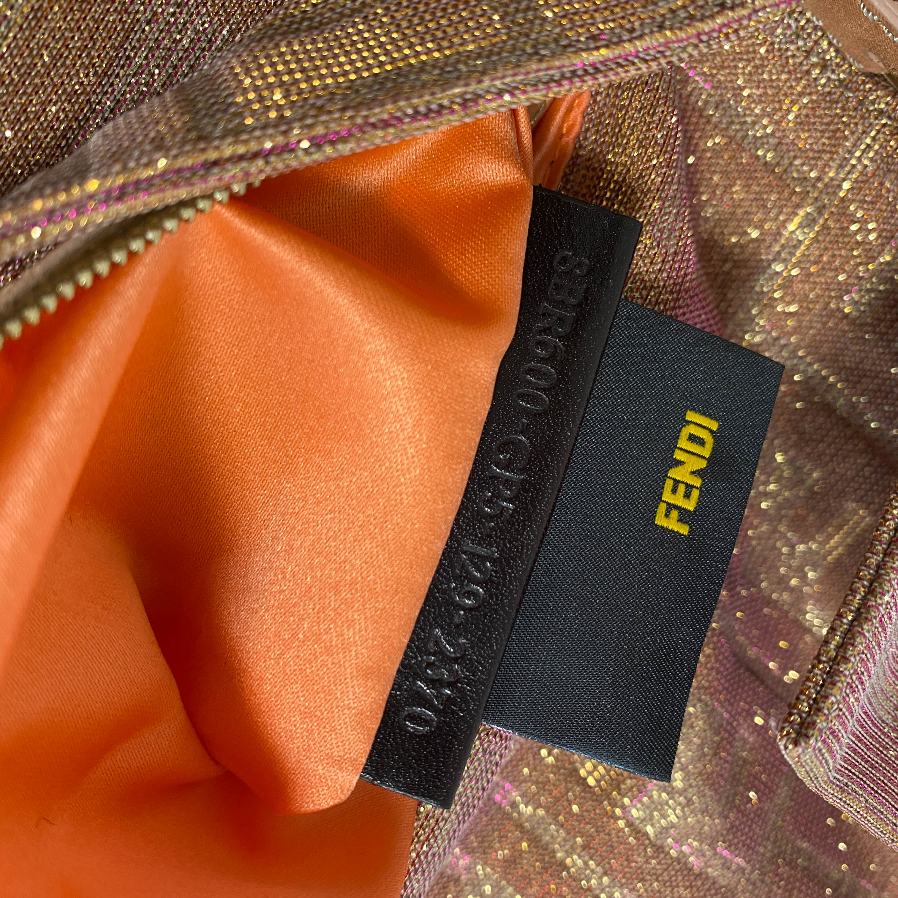 Baguette Sparkle Pink Canvas Shoulder Bag with Rhinestone Hardware