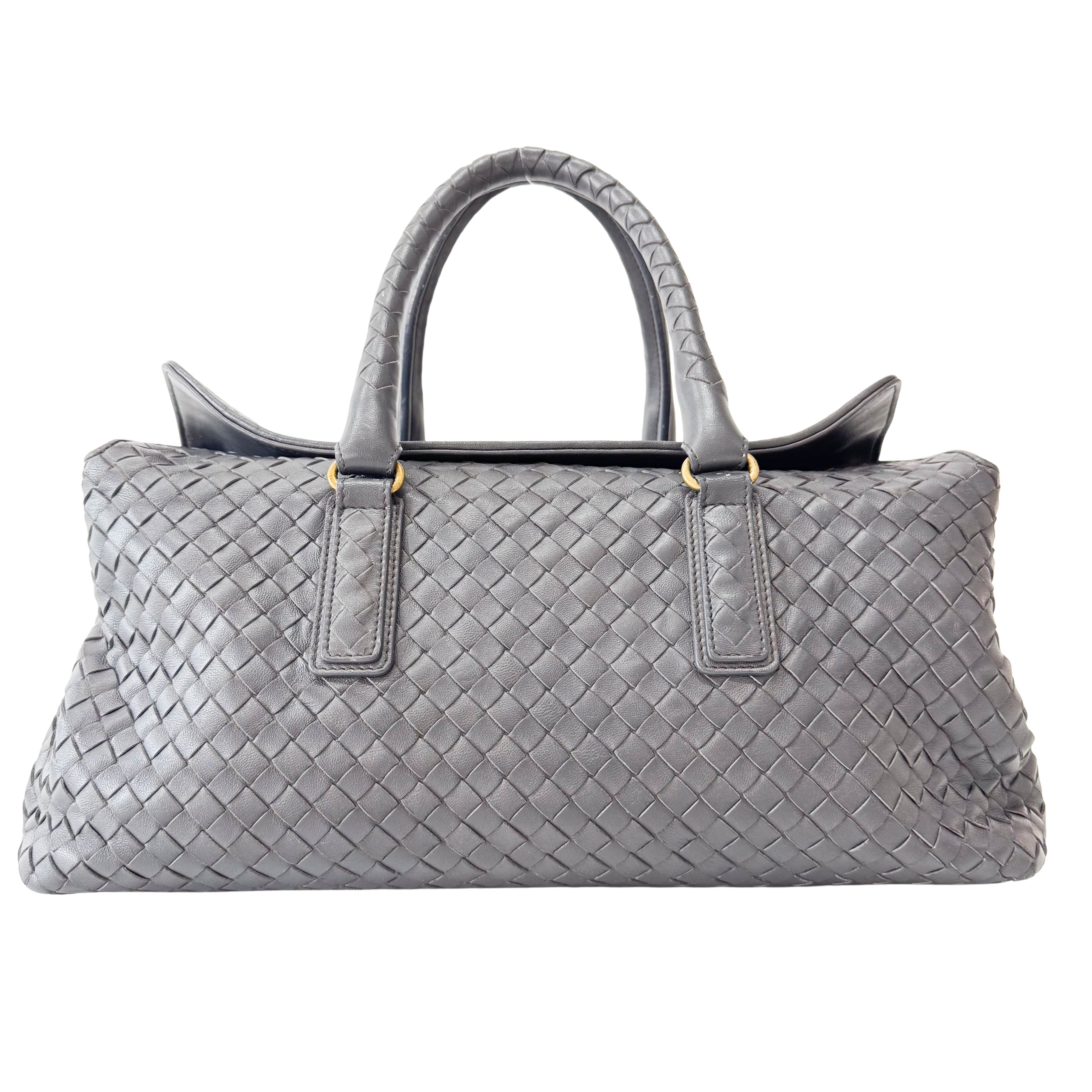 Intrecciato Charcoal Gray Frap Handbag