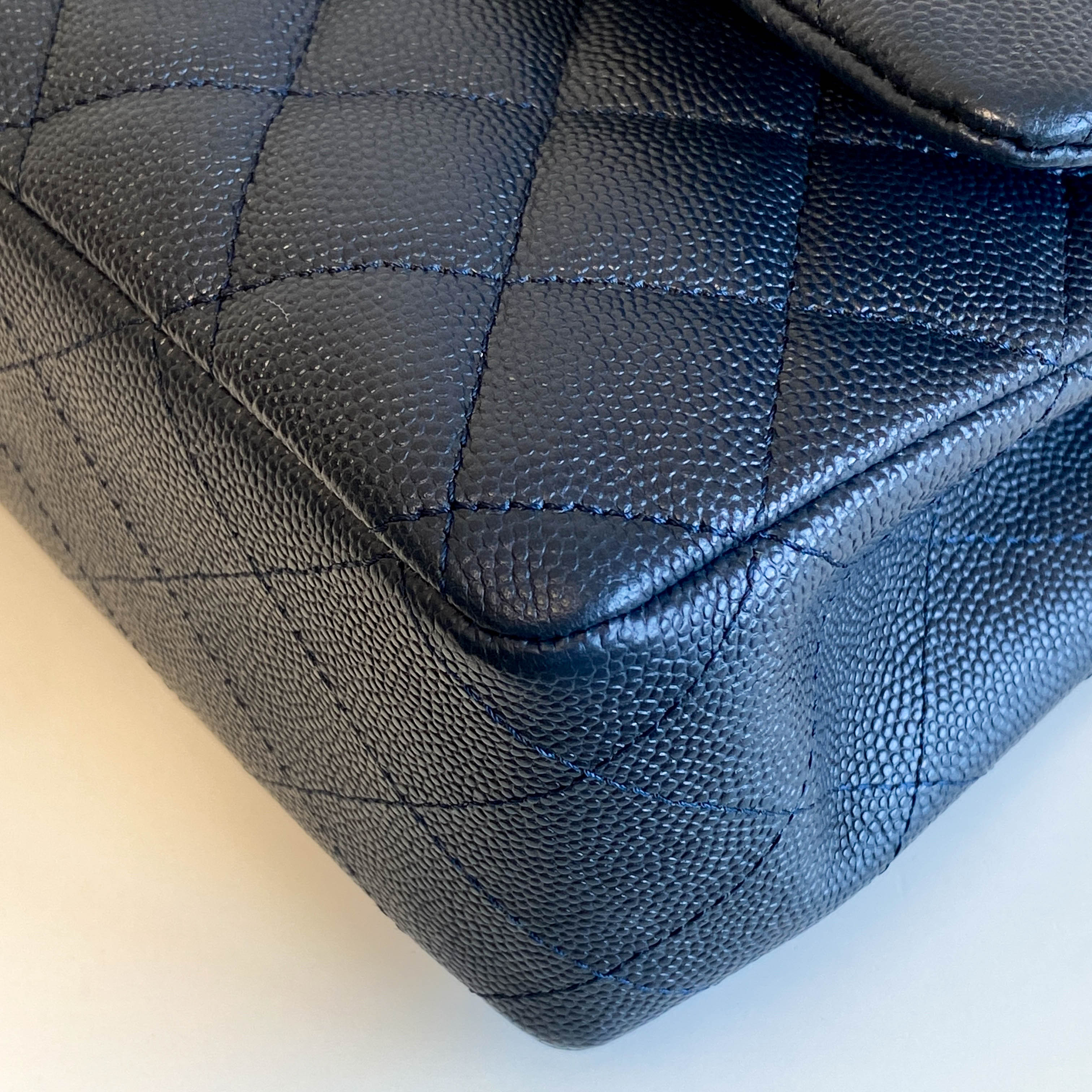 Navy Timeless Classic Double Flap Quilted Shoulder Bag