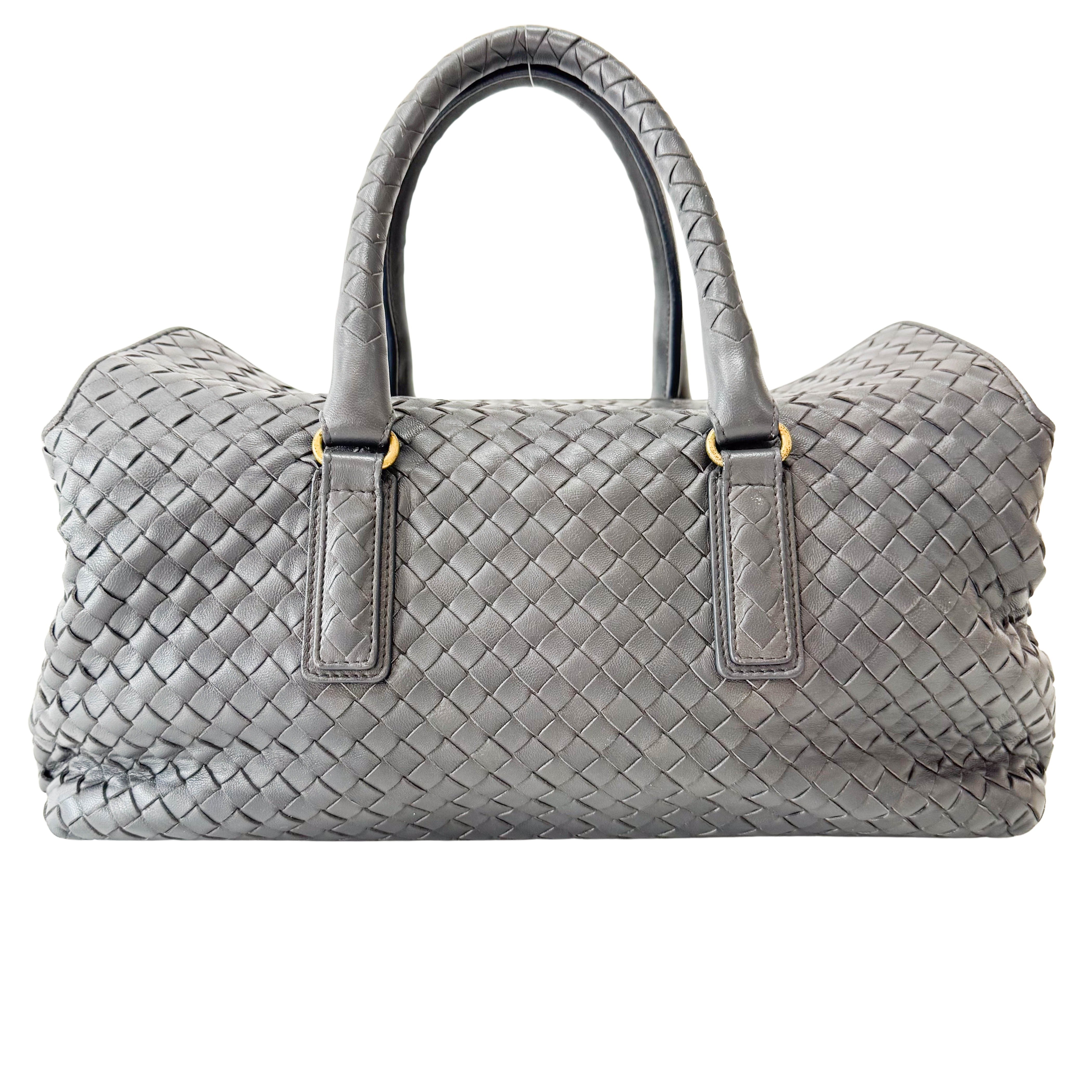 Intrecciato Charcoal Gray Frap Handbag