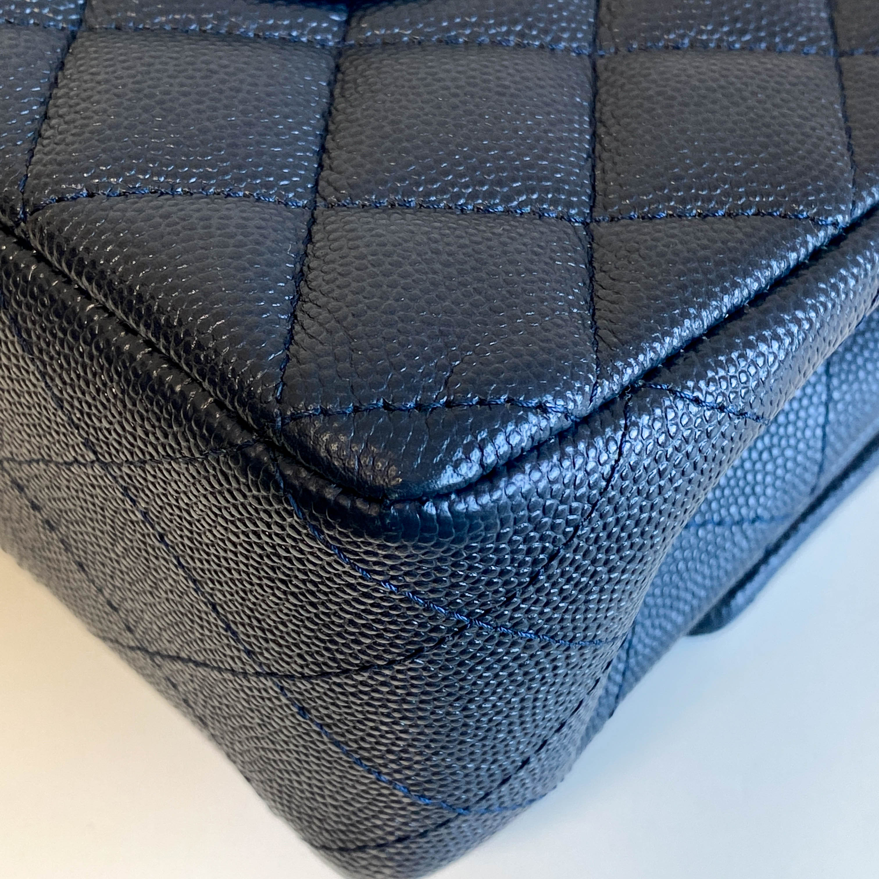 Navy Timeless Classic Double Flap Quilted Shoulder Bag