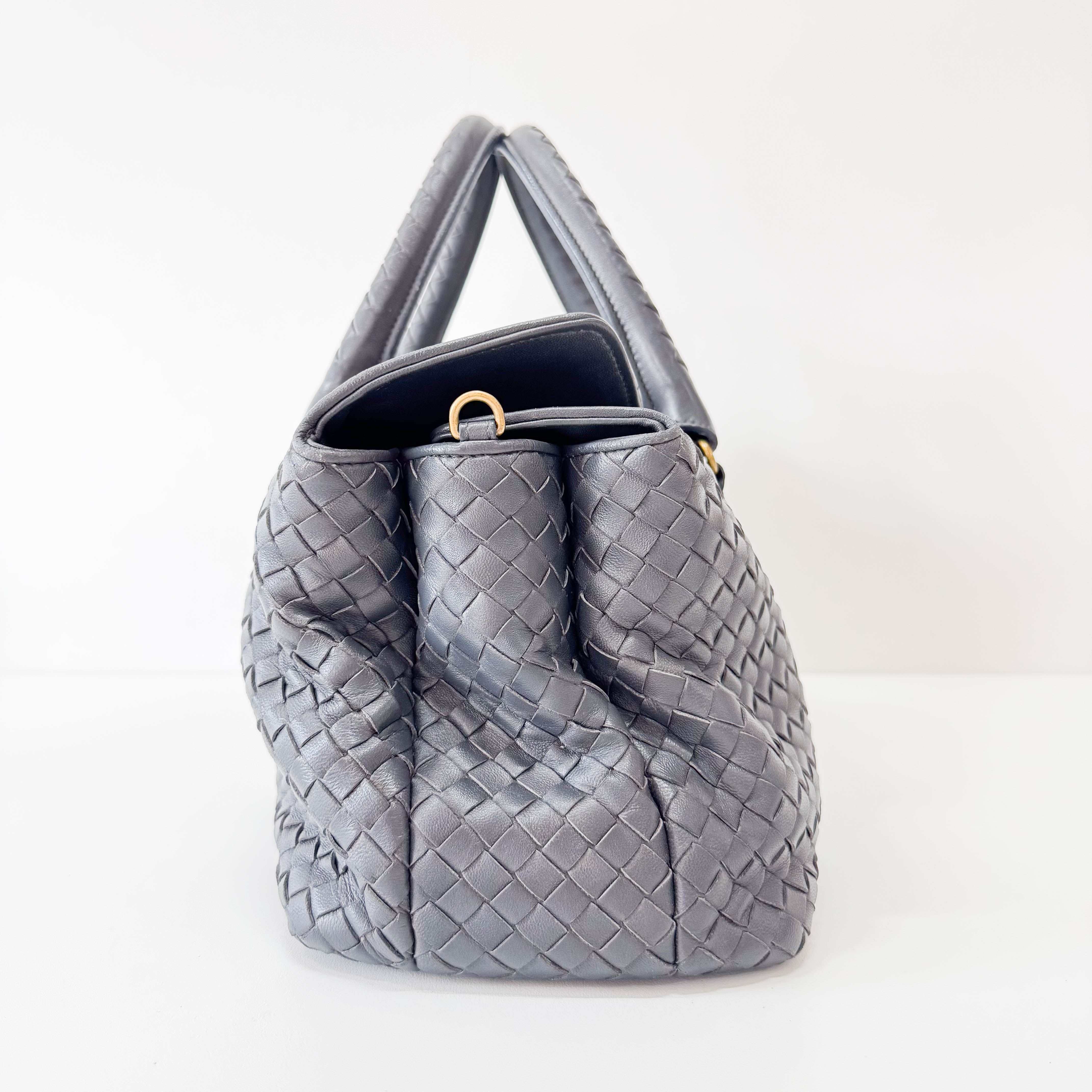 Intrecciato Charcoal Gray Frap Handbag