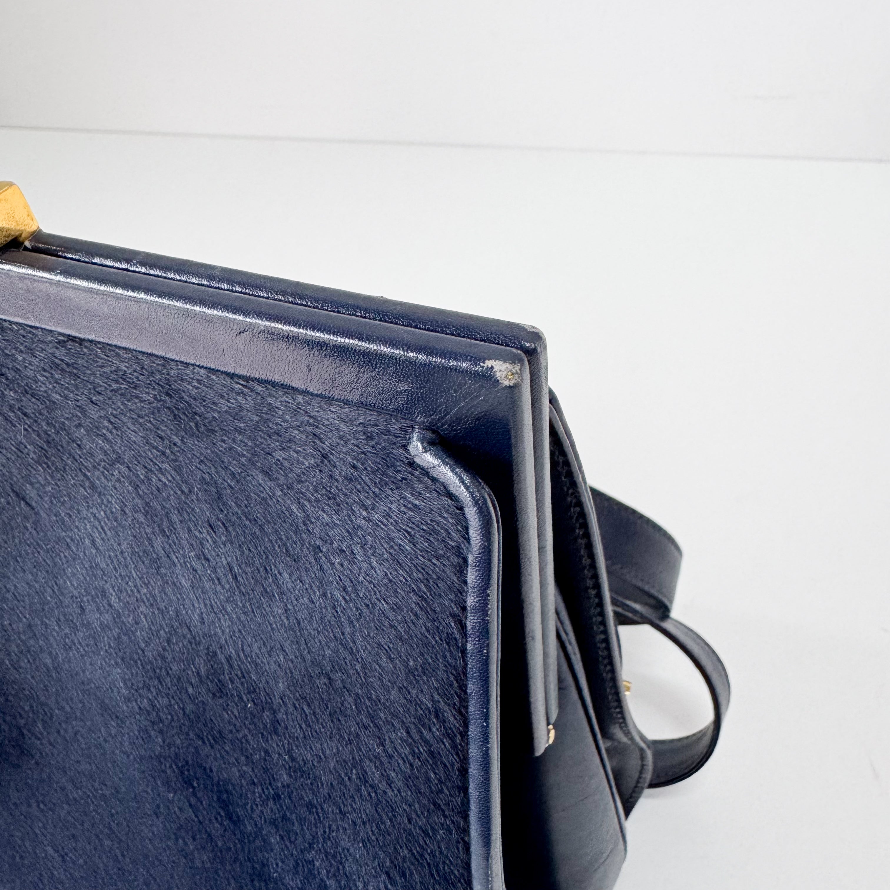 Vintage Navy Pony Hair Backback