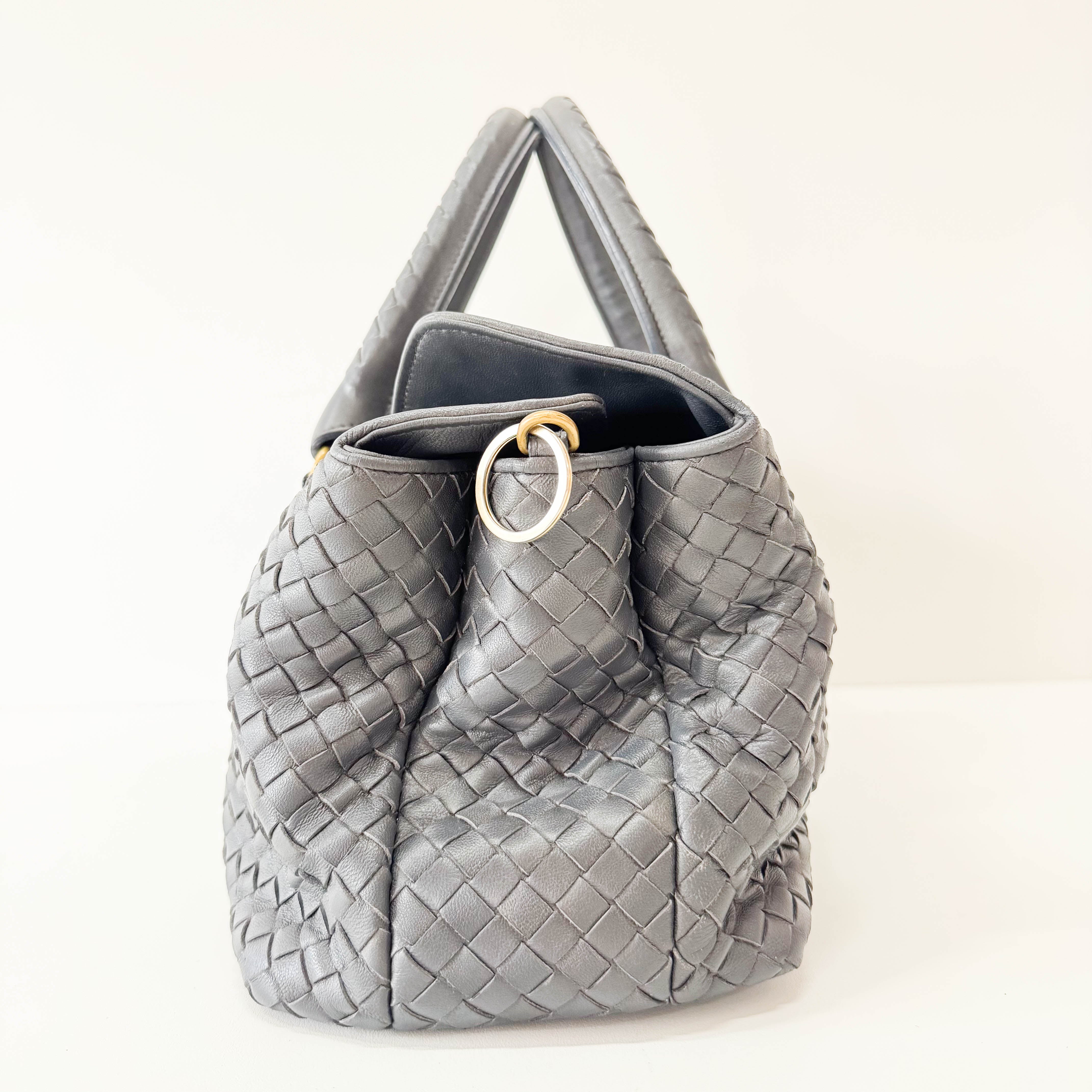 Intrecciato Charcoal Gray Frap Handbag