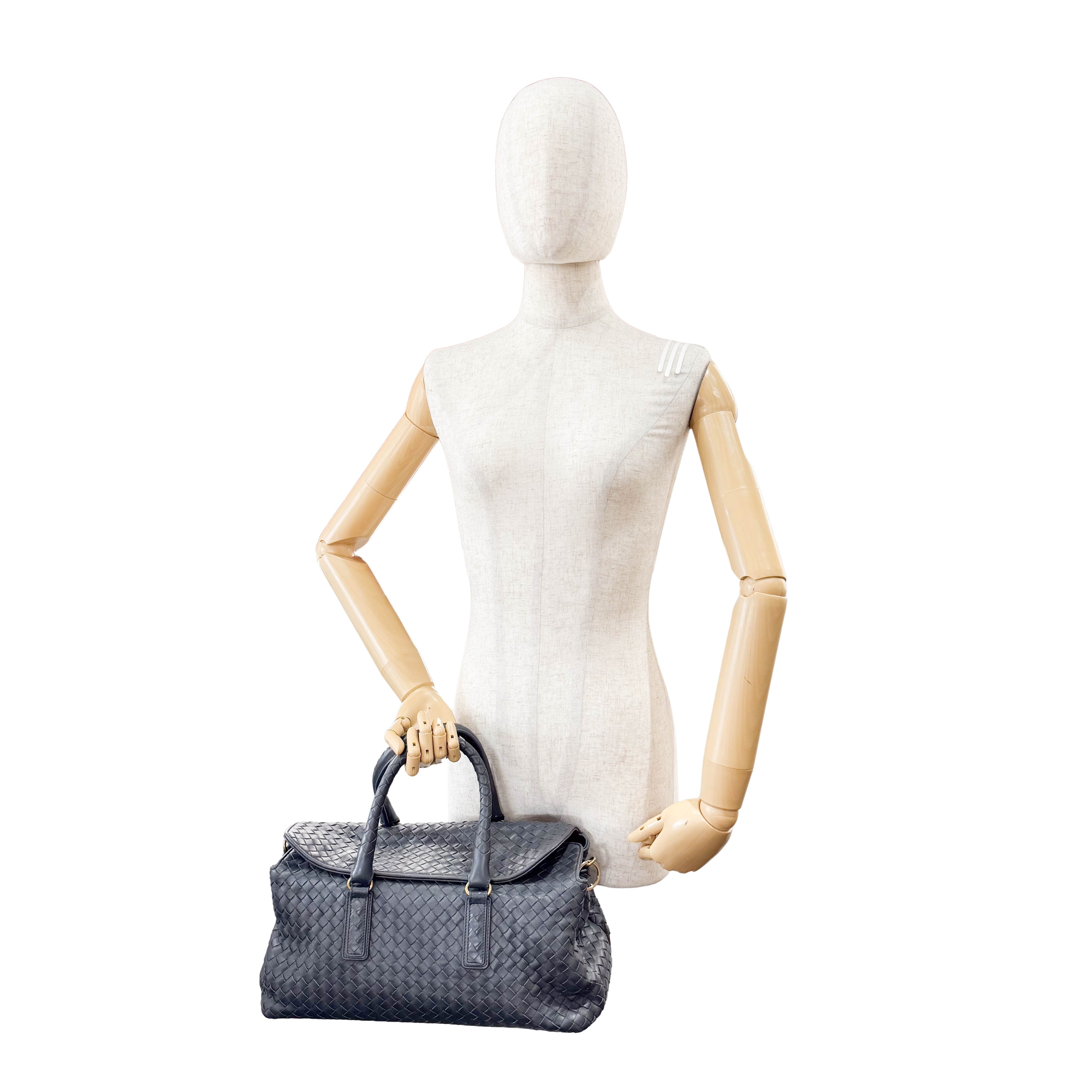 Intrecciato Charcoal Gray Frap Handbag