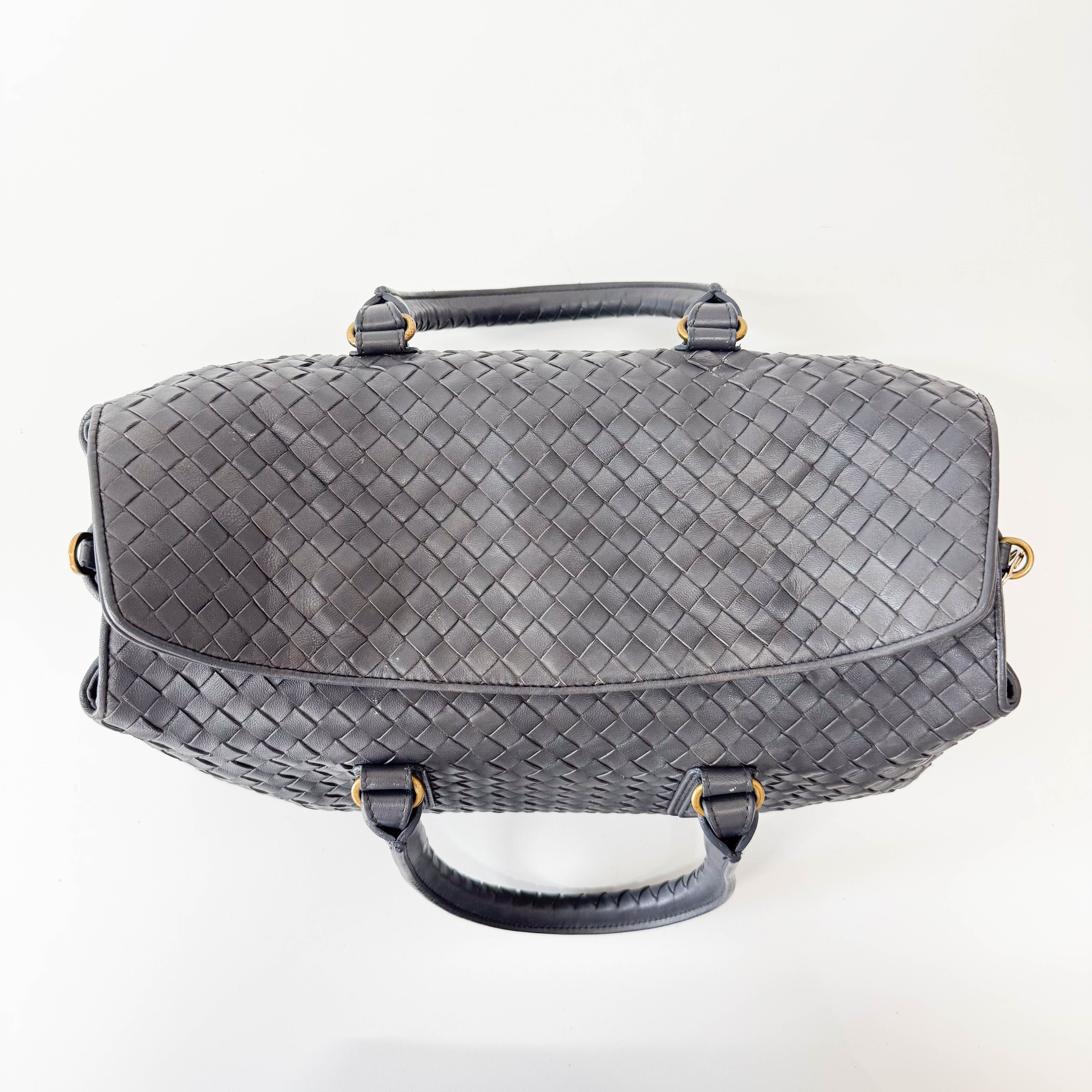 Intrecciato Charcoal Gray Frap Handbag
