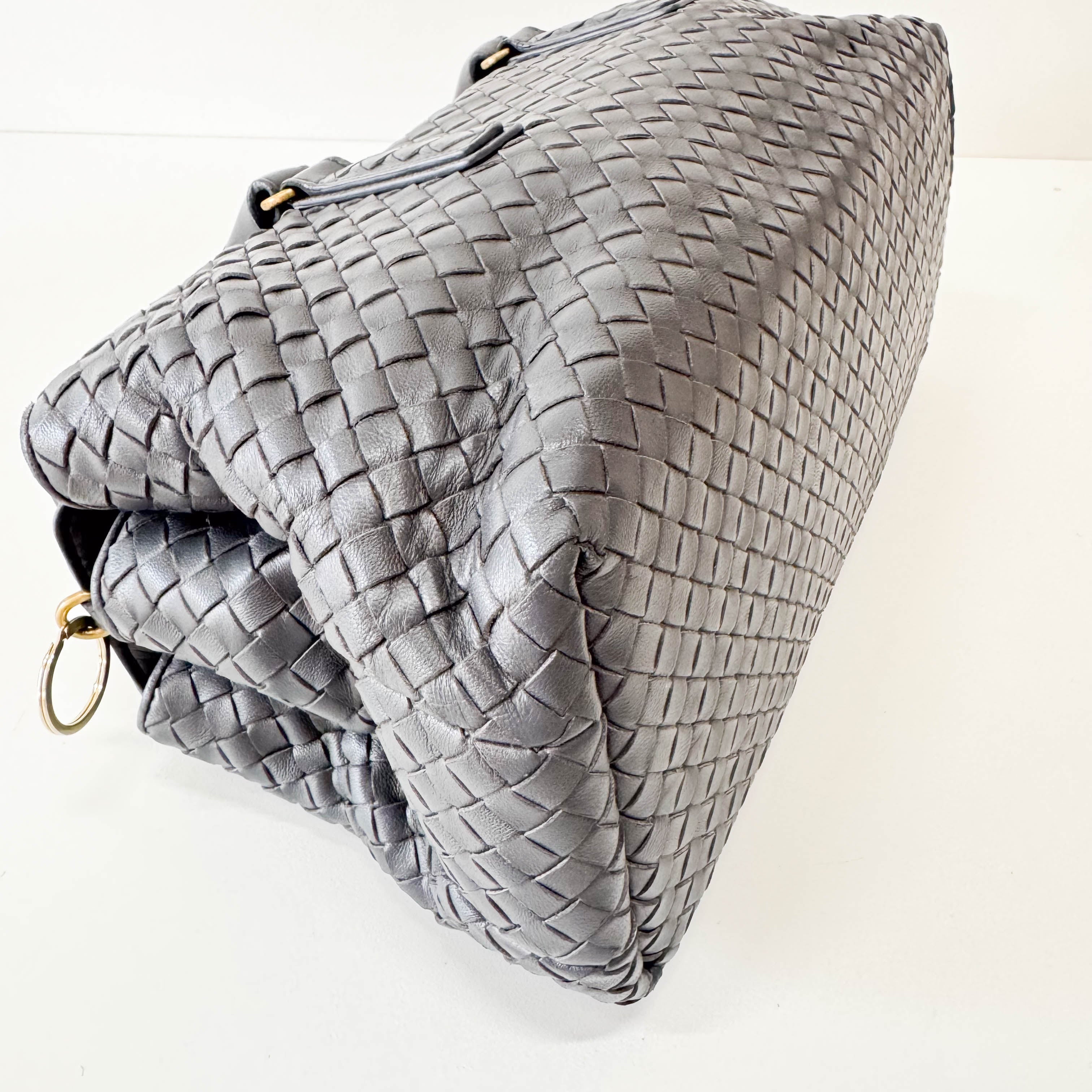 Intrecciato Charcoal Gray Frap Handbag