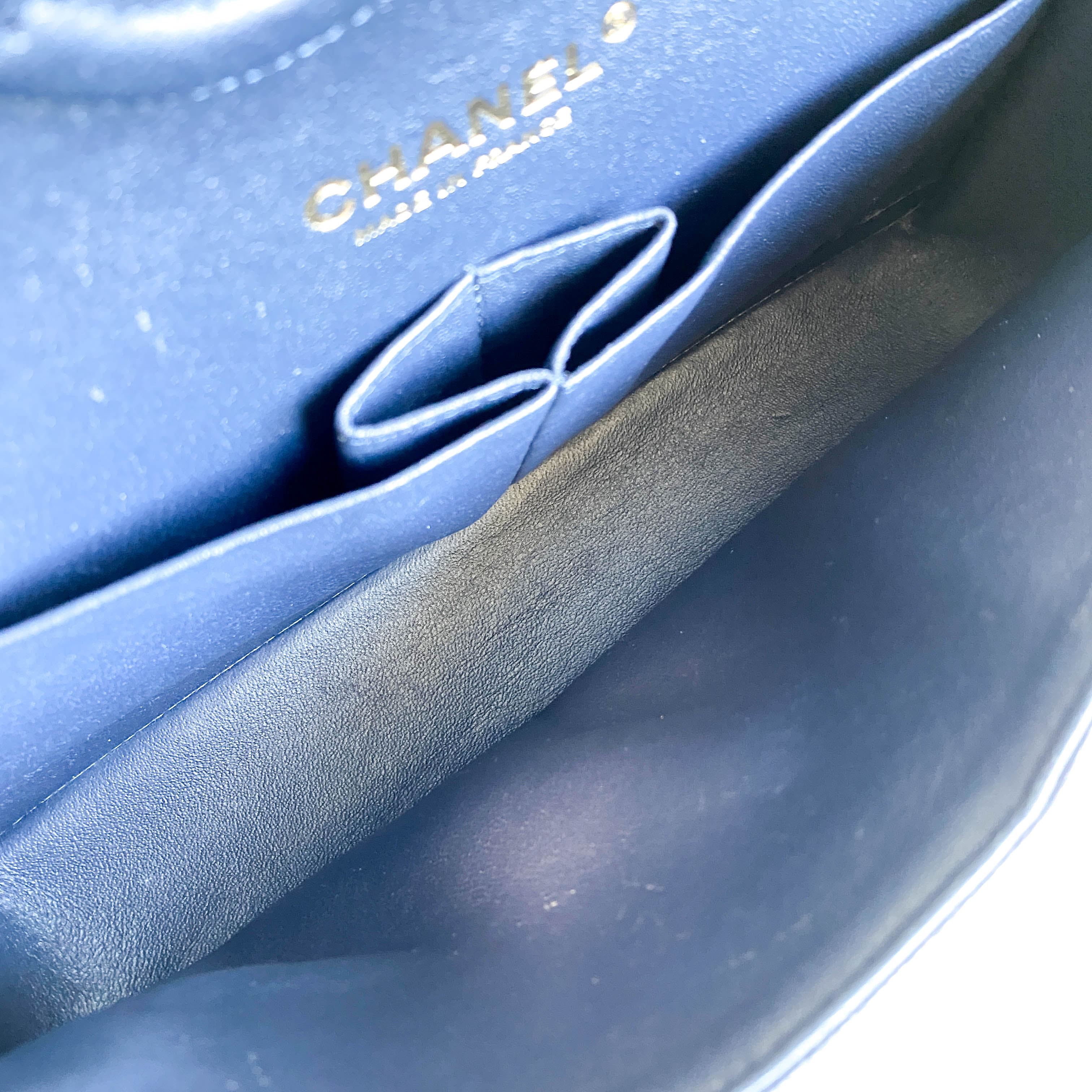 Navy Timeless Classic Double Flap Quilted Shoulder Bag