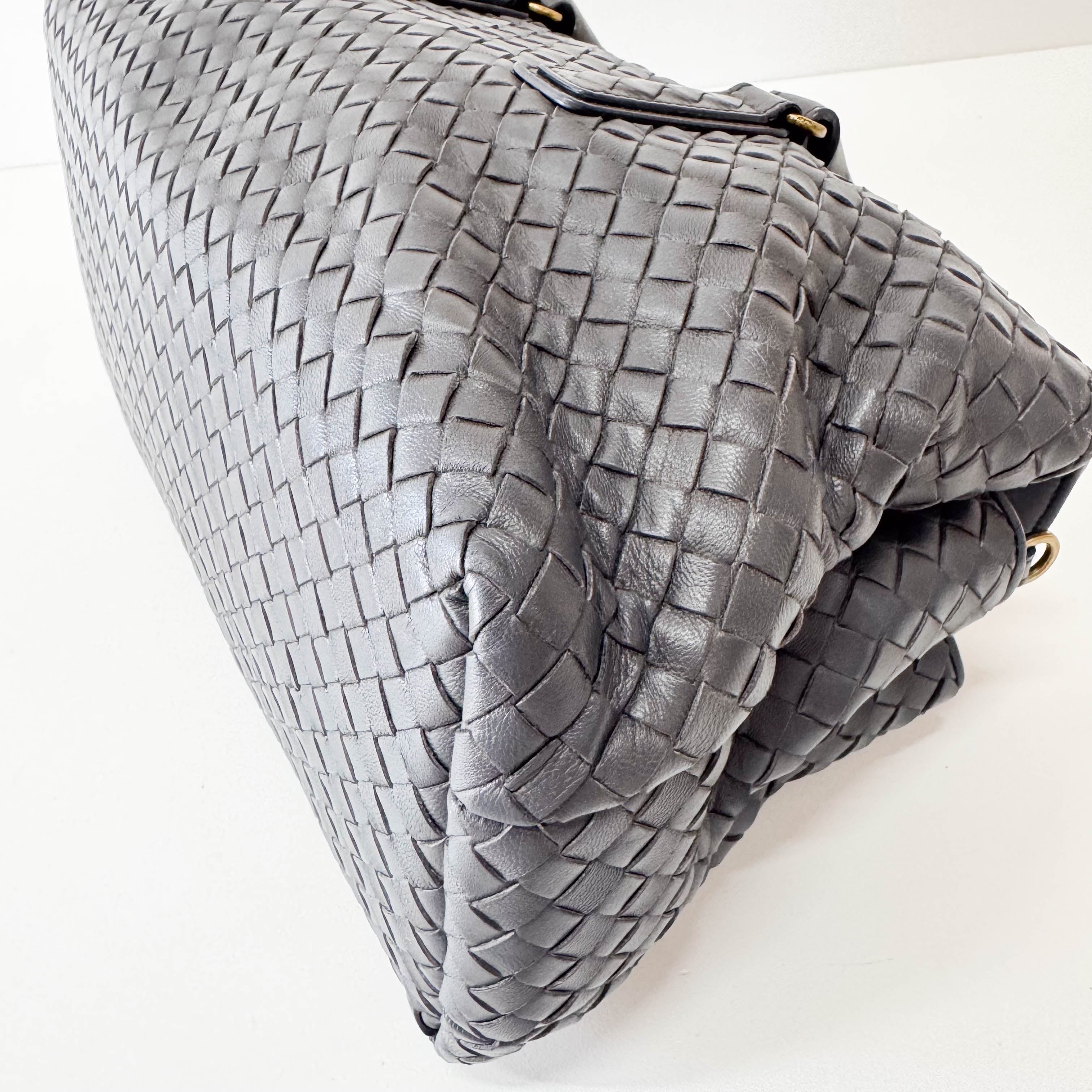 Intrecciato Charcoal Gray Frap Handbag