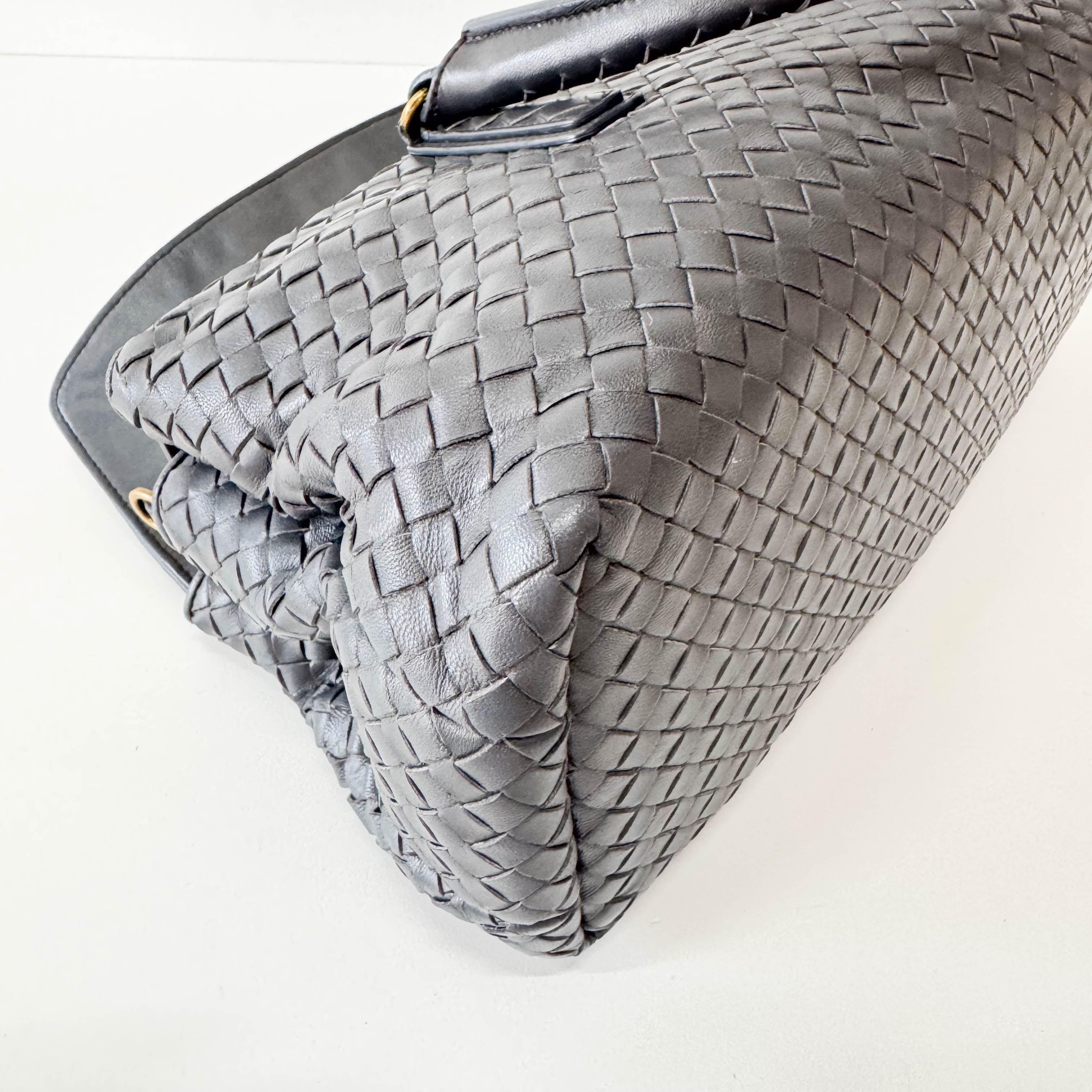 Intrecciato Charcoal Gray Frap Handbag