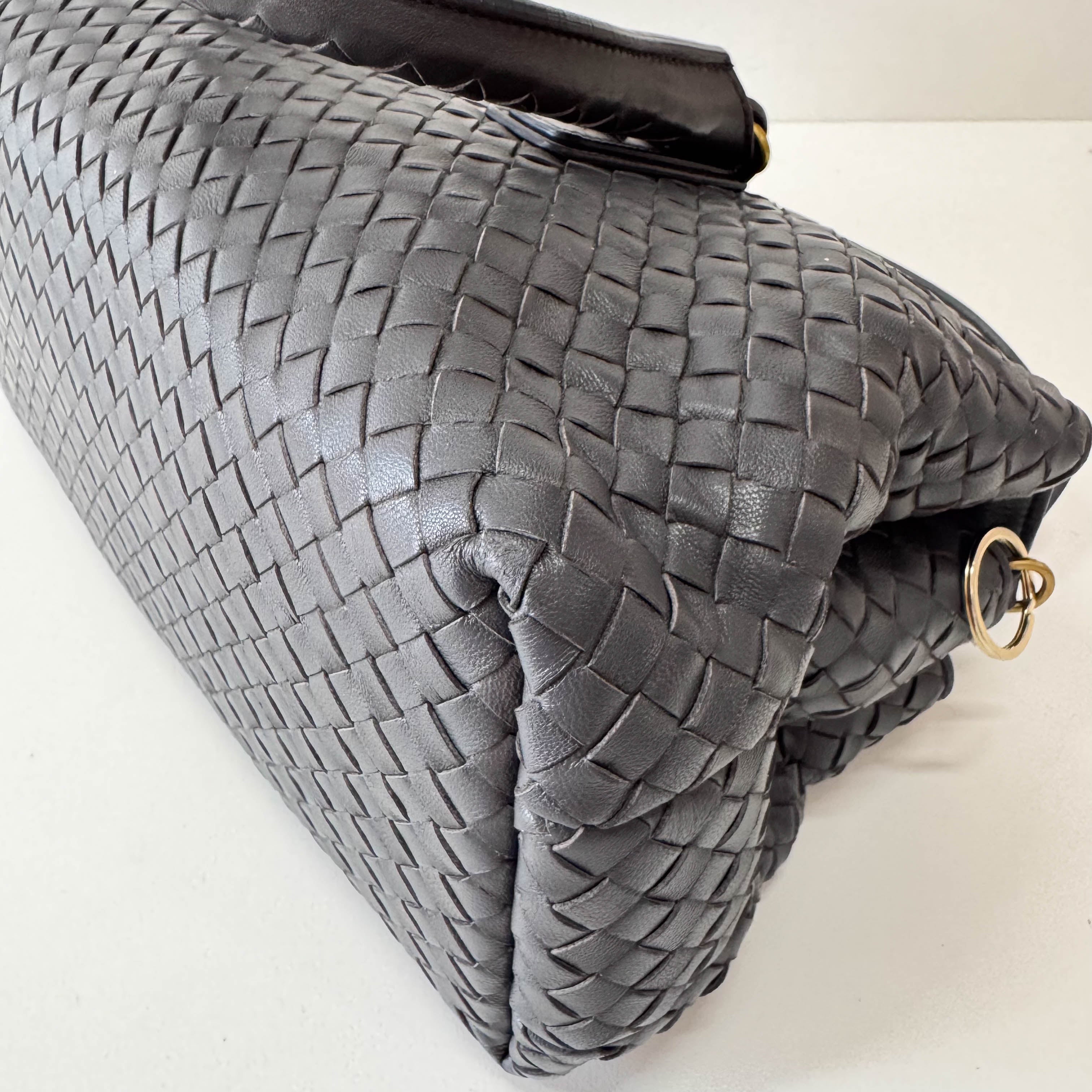 Intrecciato Charcoal Gray Frap Handbag
