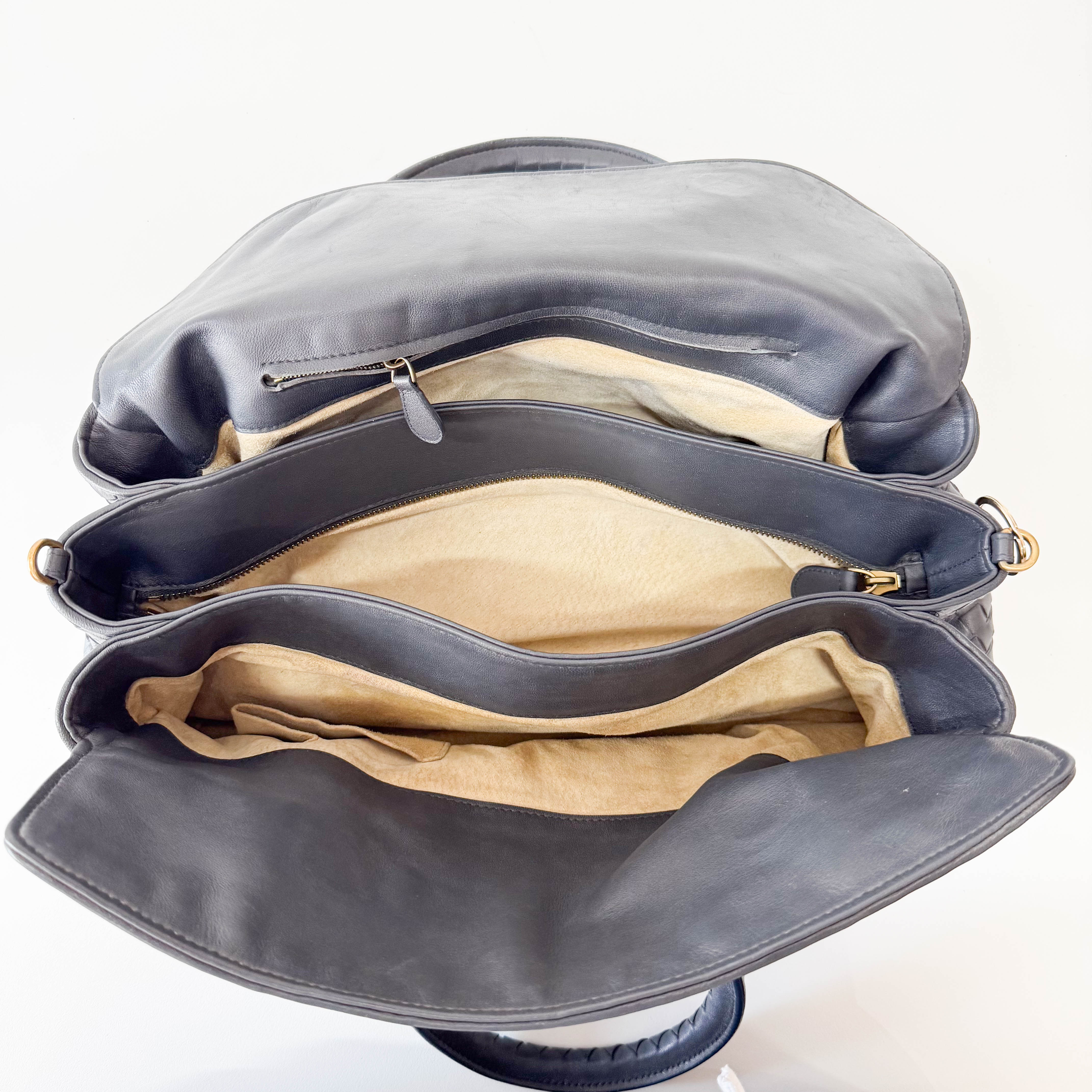 Intrecciato Charcoal Gray Frap Handbag