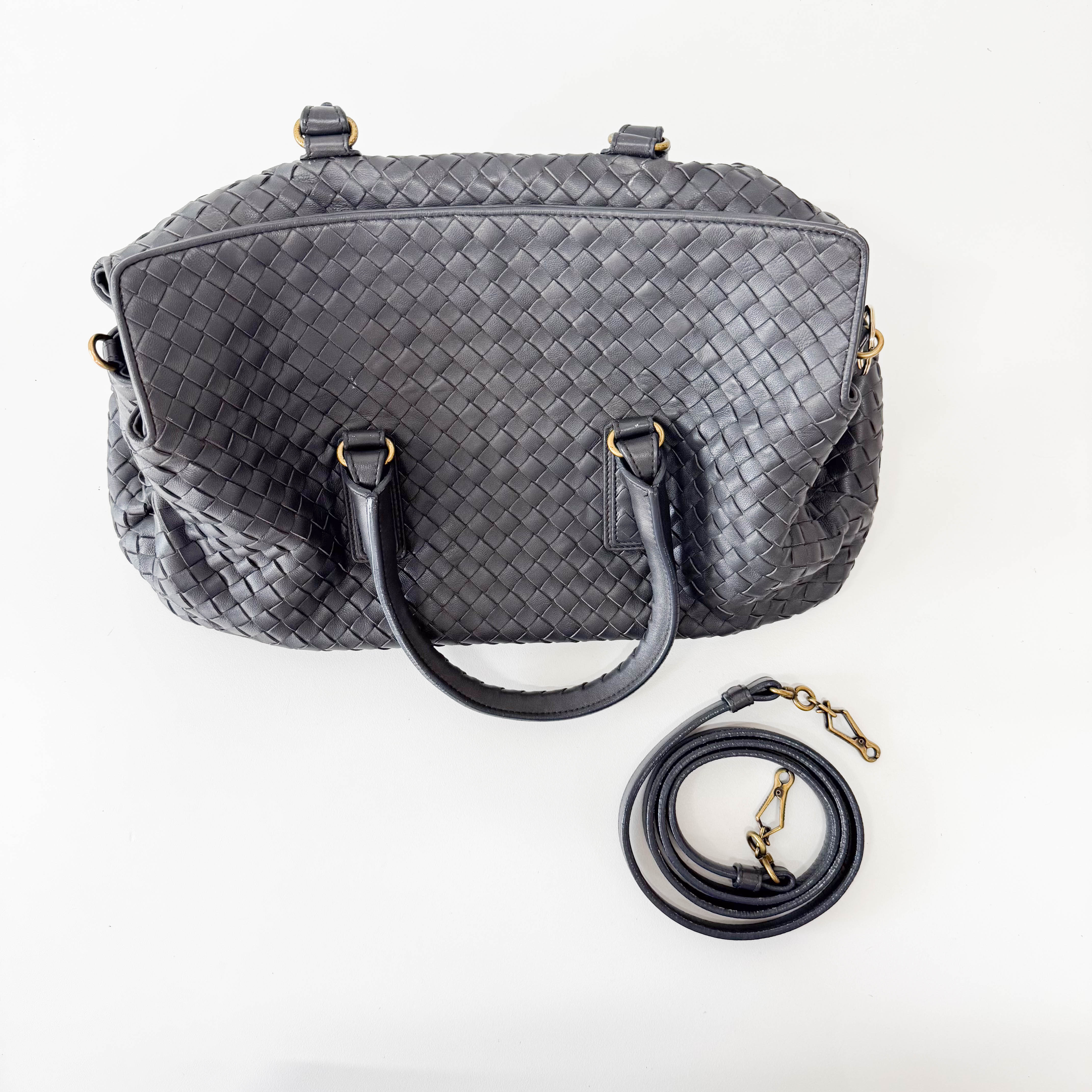 Intrecciato Charcoal Gray Frap Handbag