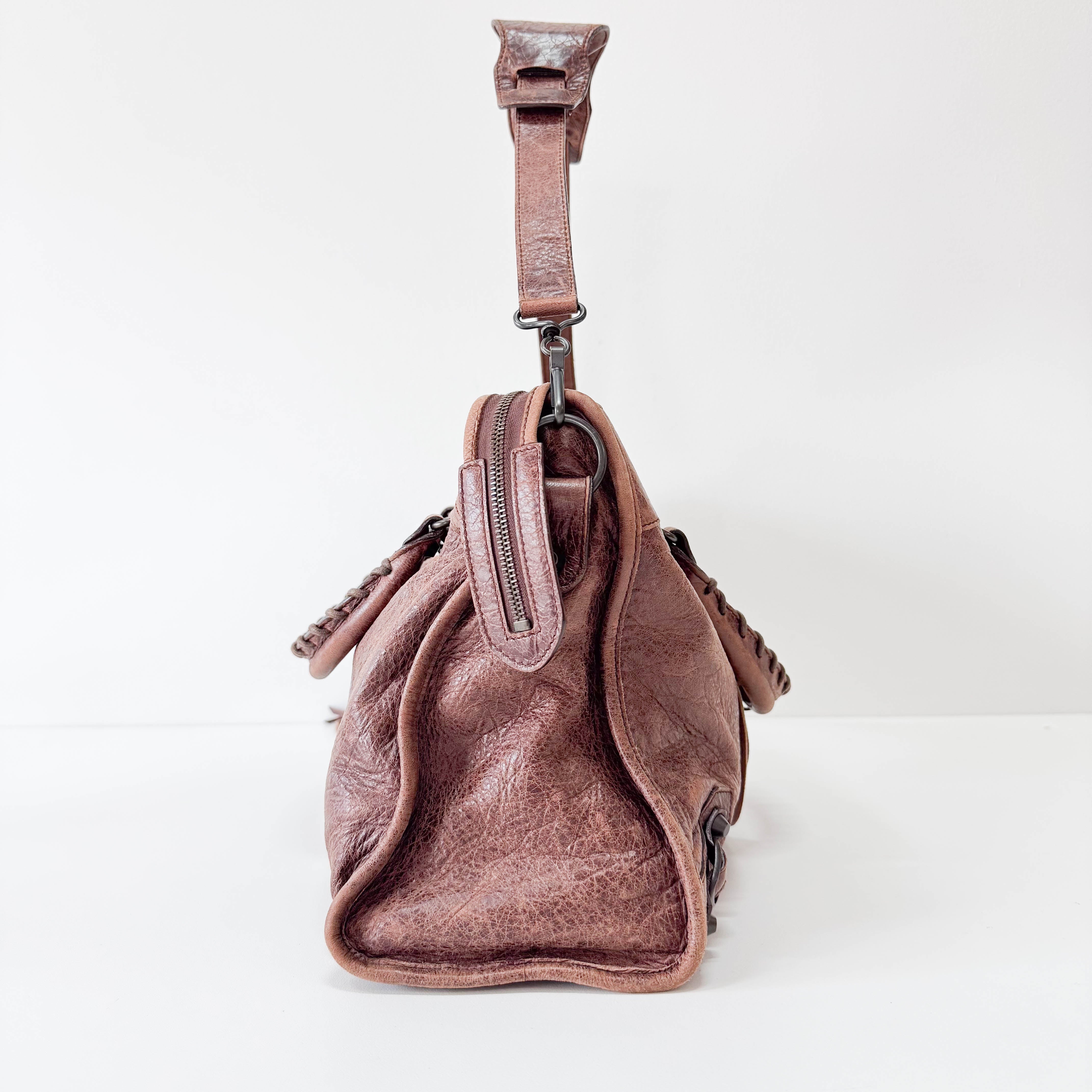 The City Brown Leather Hand bag