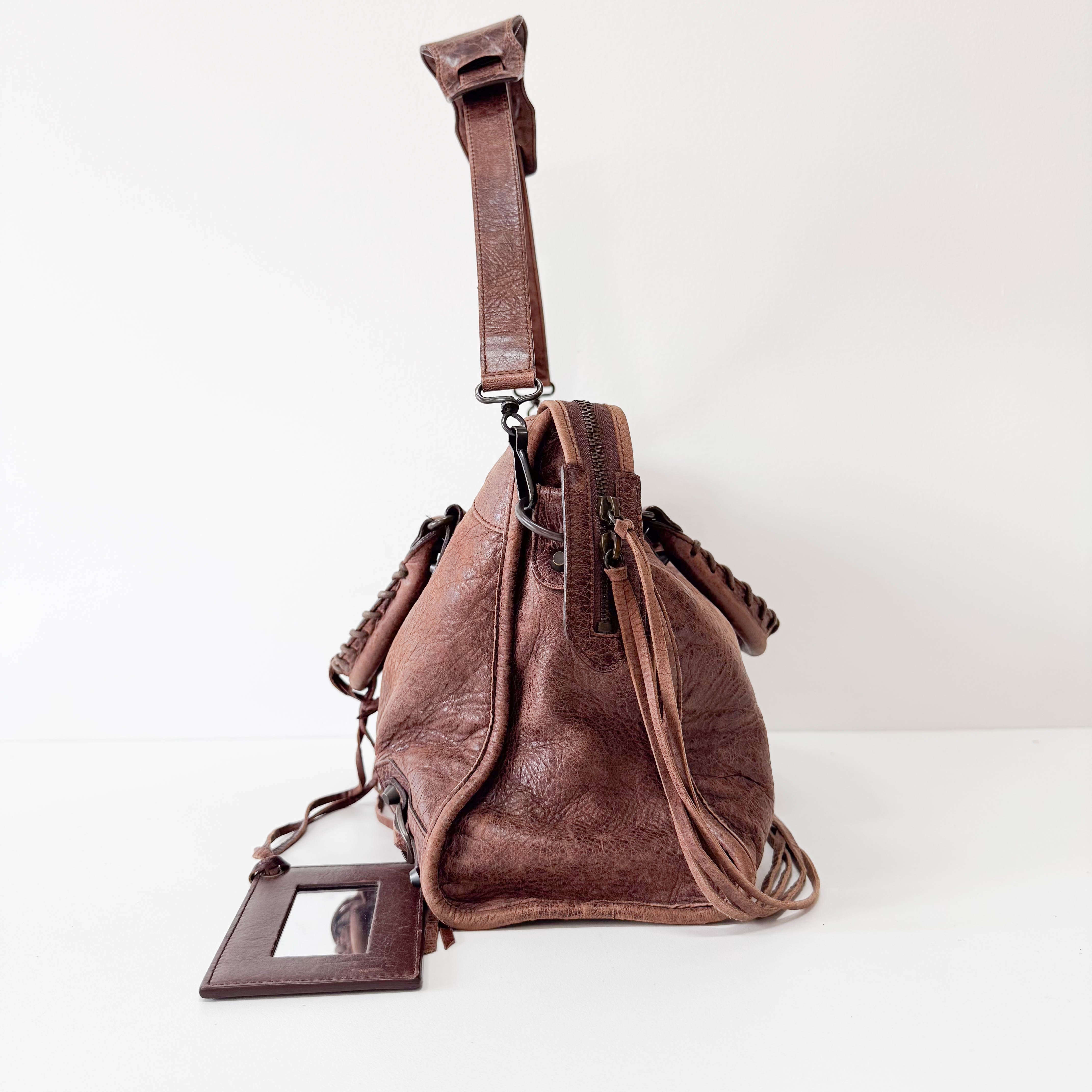 The City Brown Leather Hand bag
