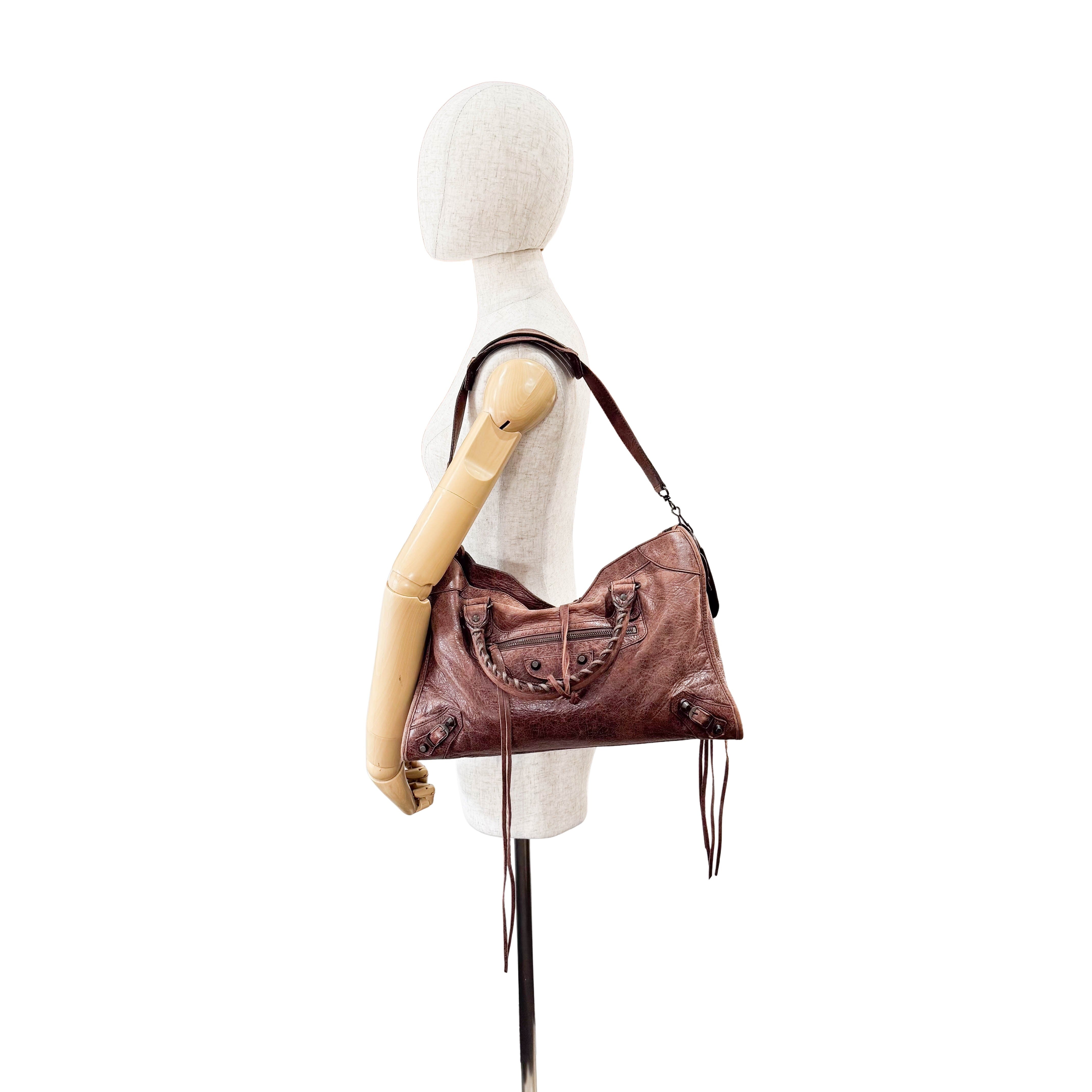 The City Brown Leather Hand bag