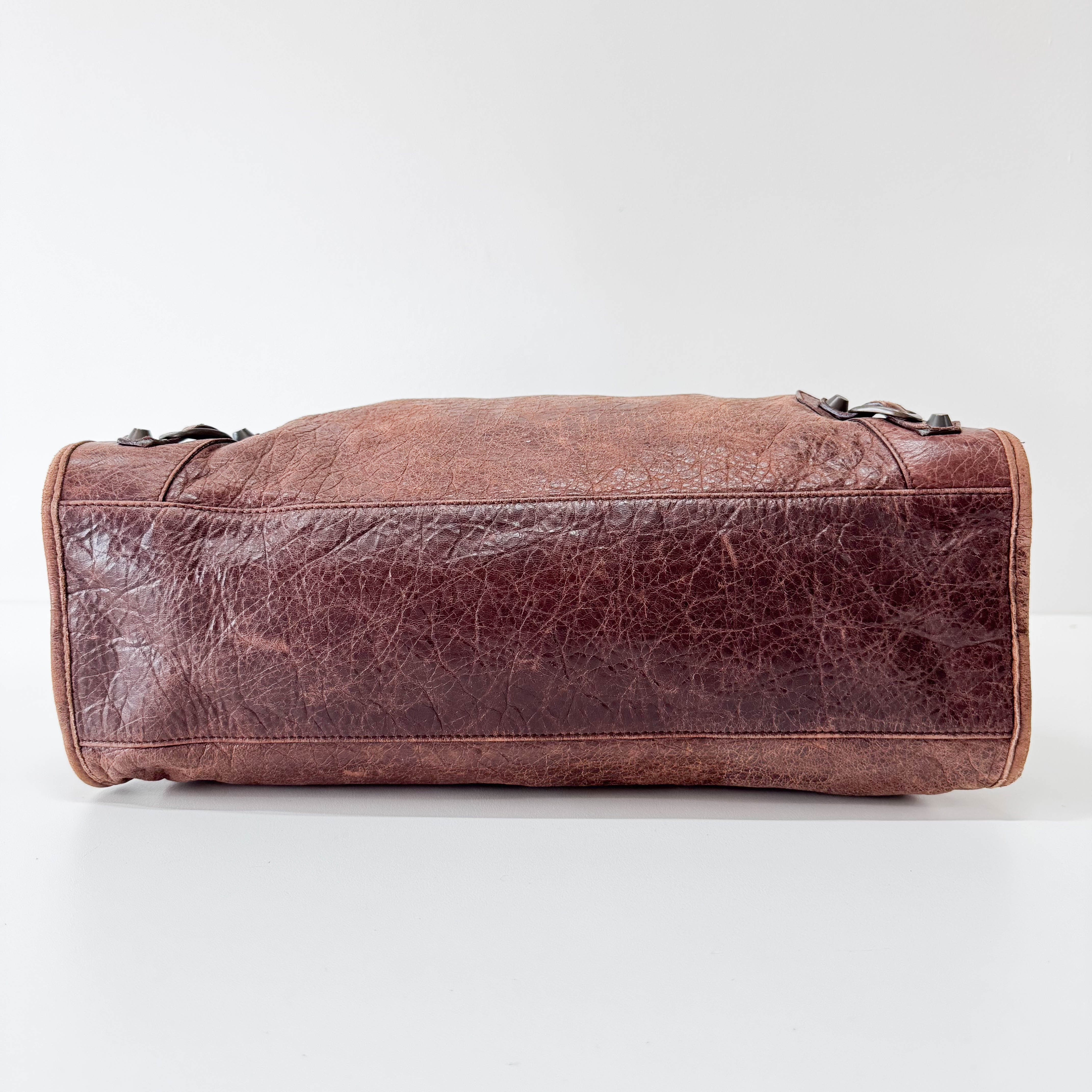 The City Brown Leather Hand bag